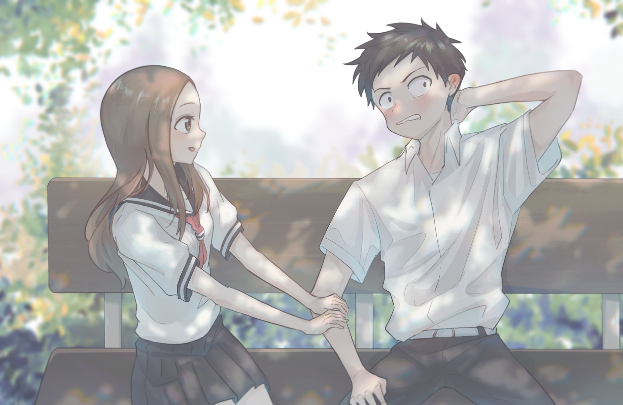 Takagi and Nishikata from Karakai Jouzu No Takagi-san HD Wallpaper
