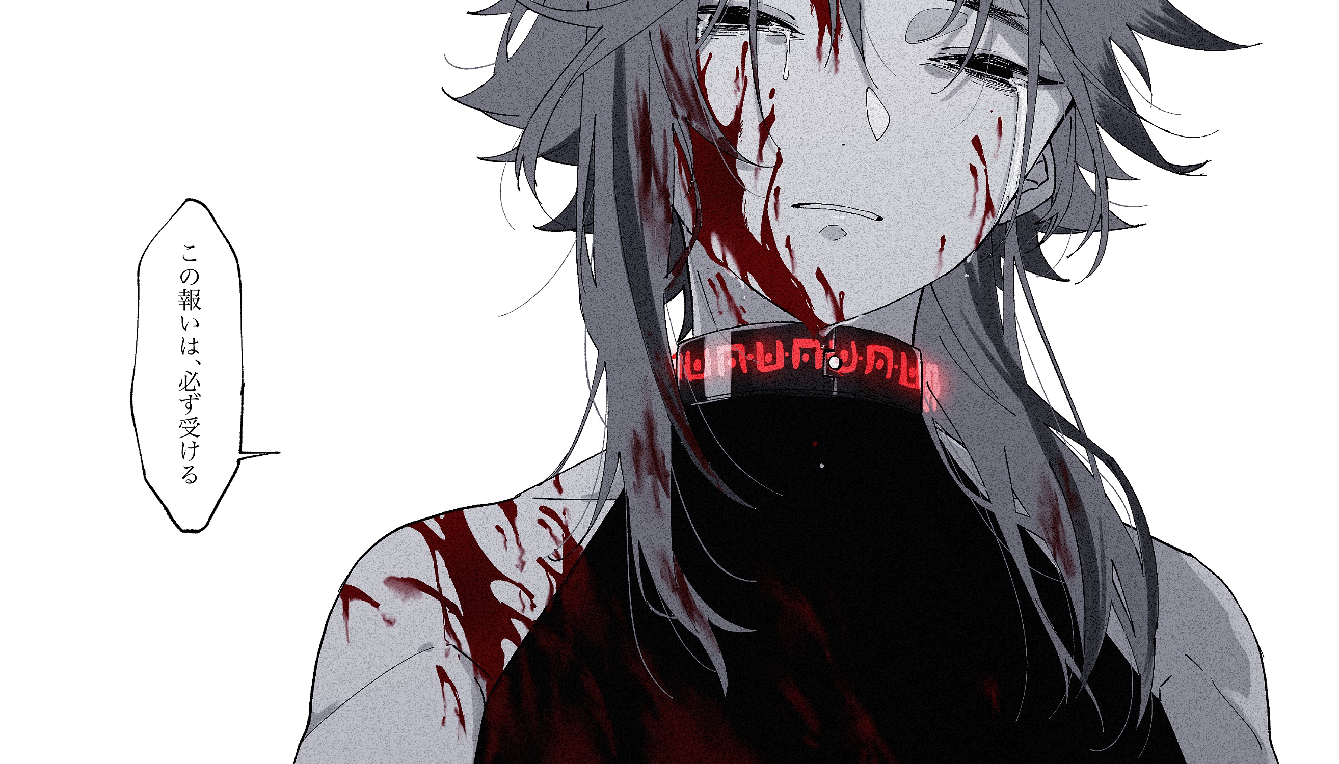 Xiao from Genshin Impact covered in blood HD Wallpaper