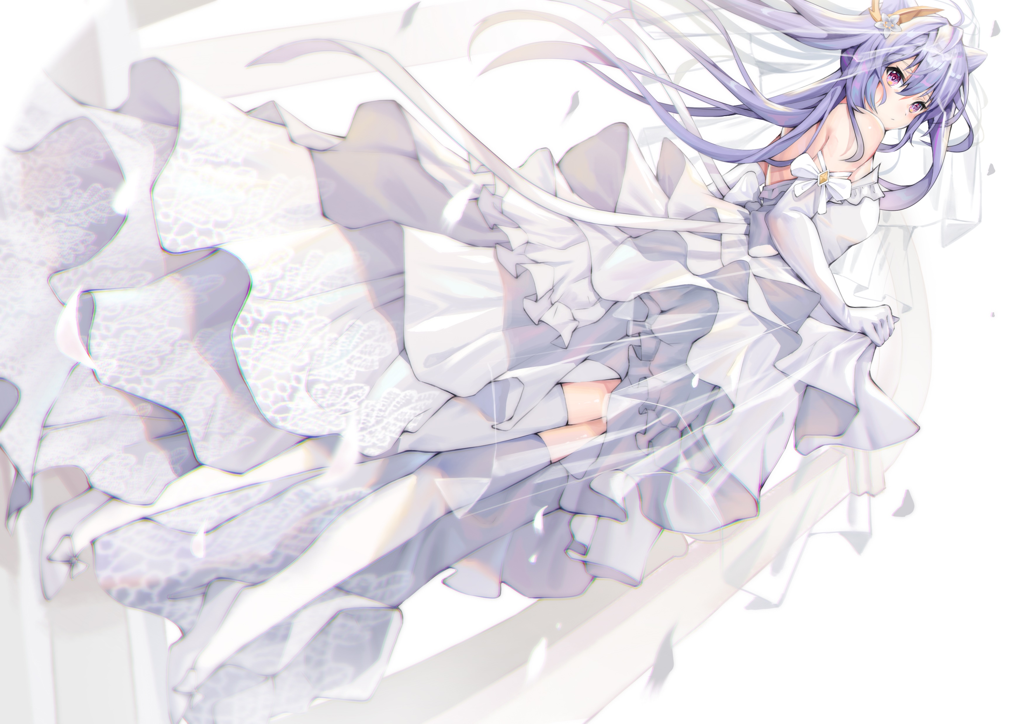 Keqing from Genshin Impact in a wedding dress HD Wallpaper