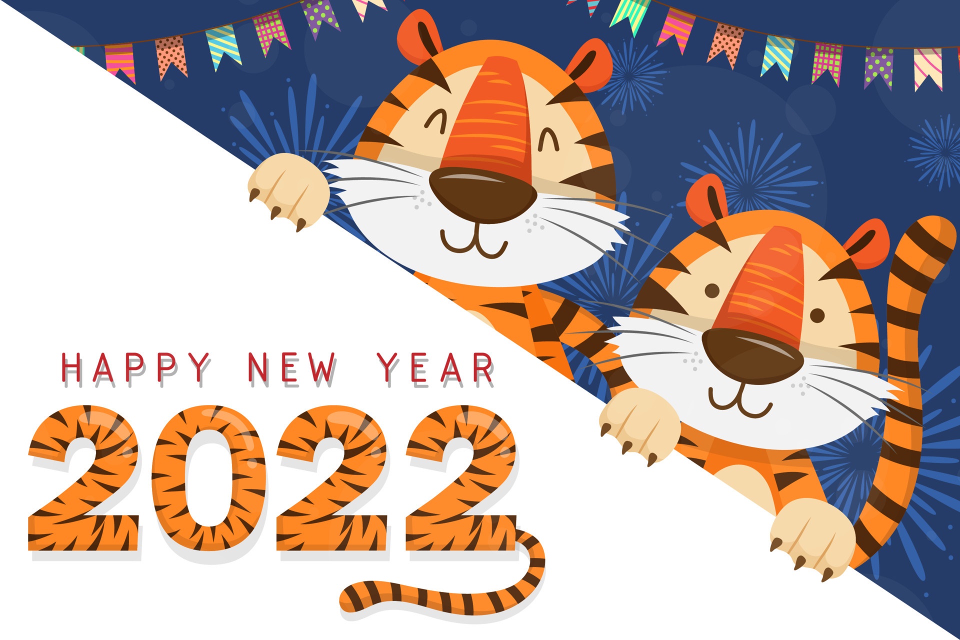 Happy New Year 2022 Year of the Tiger HD Wallpaper