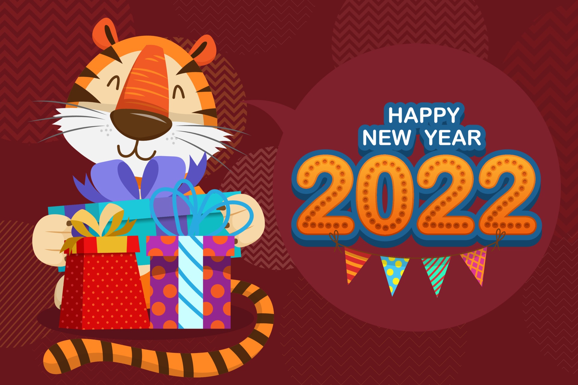 Happy New Year 2022 Year of the Tiger HD Wallpaper