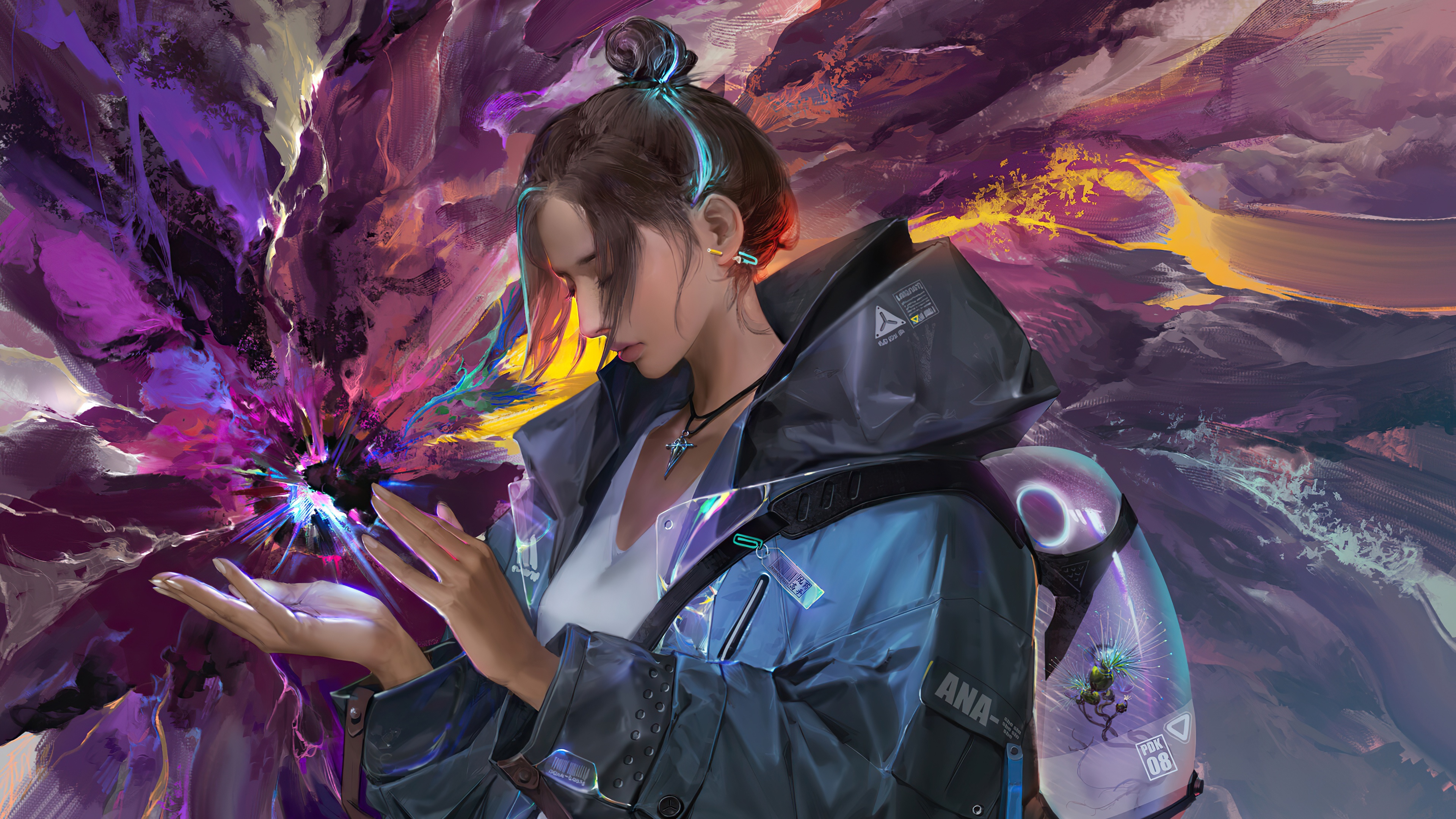 Fantasy Woman with Magic Energy 4K HD Wallpaper