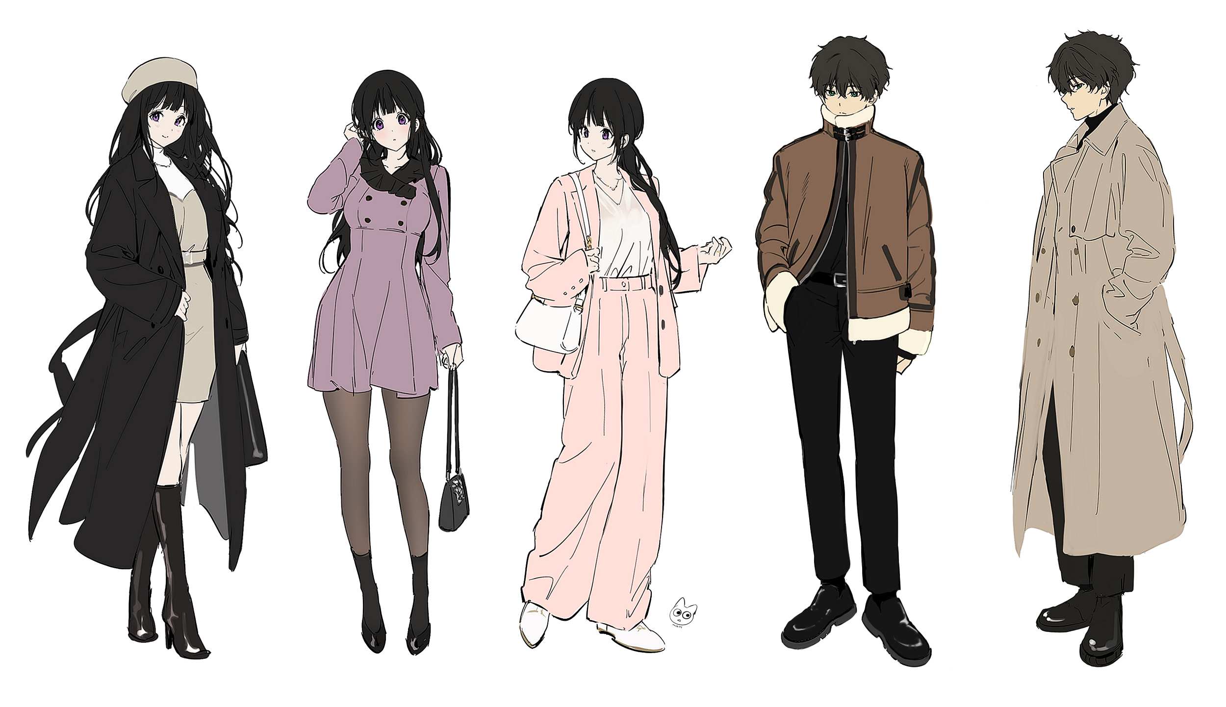 Anime characters in winter fashion HD Wallpaper