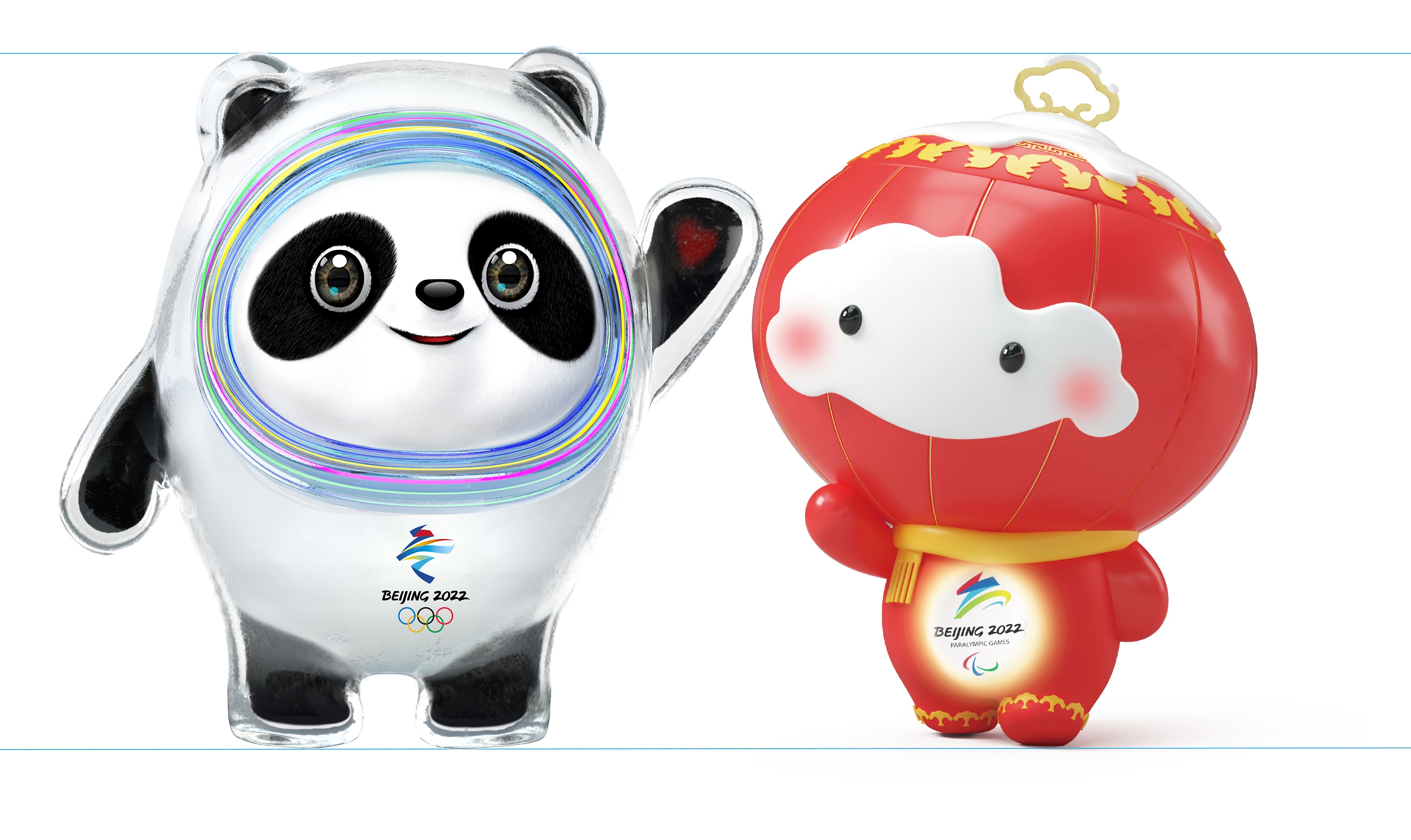 Bing Dwen Dwen and Shuey Rhon Rhon mascots for Beijing 2022 HD Wallpaper