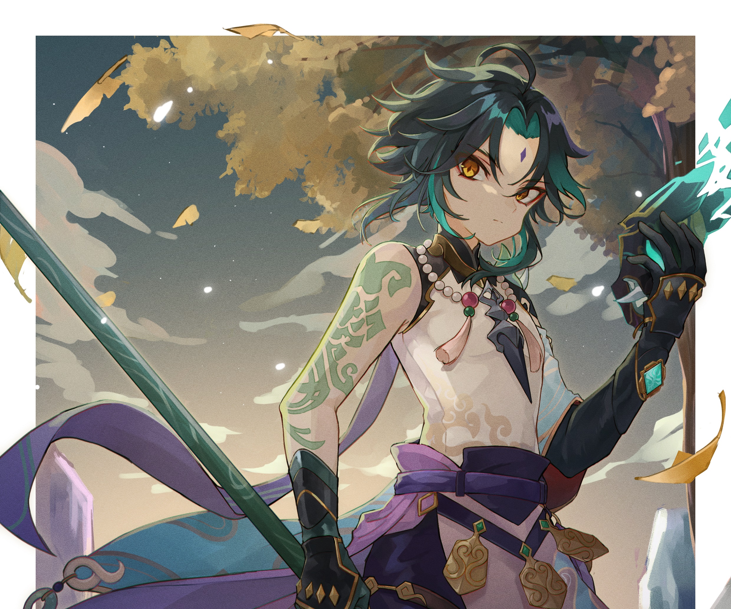 Xiao from Genshin Impact holding a mask HD Wallpaper