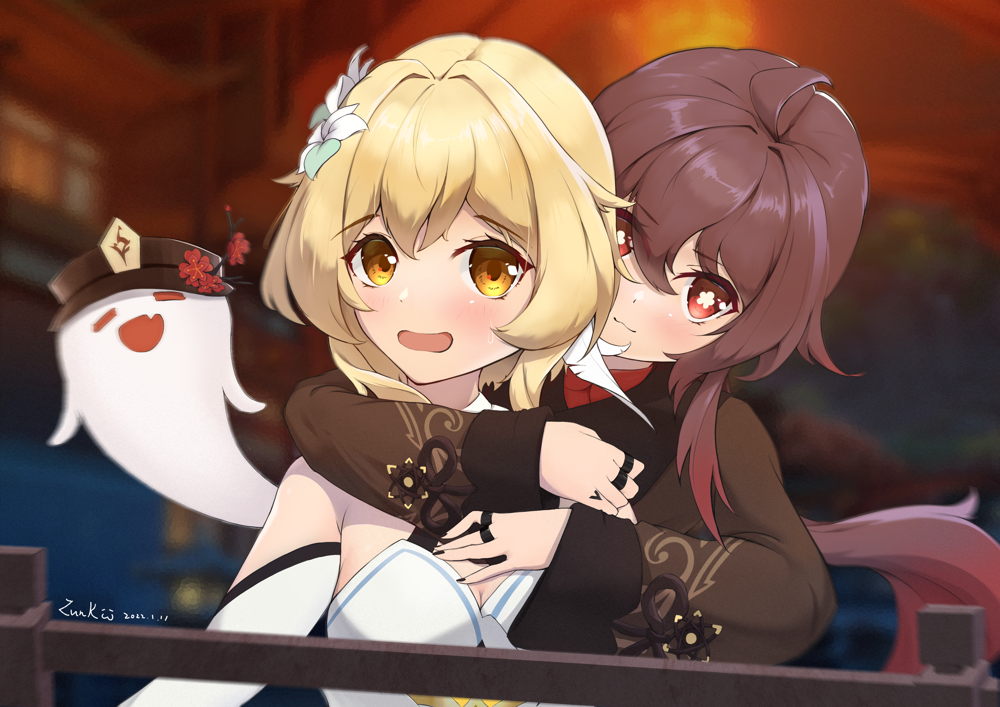 Lumine and Hu Tao from Genshin Impact HD Wallpaper