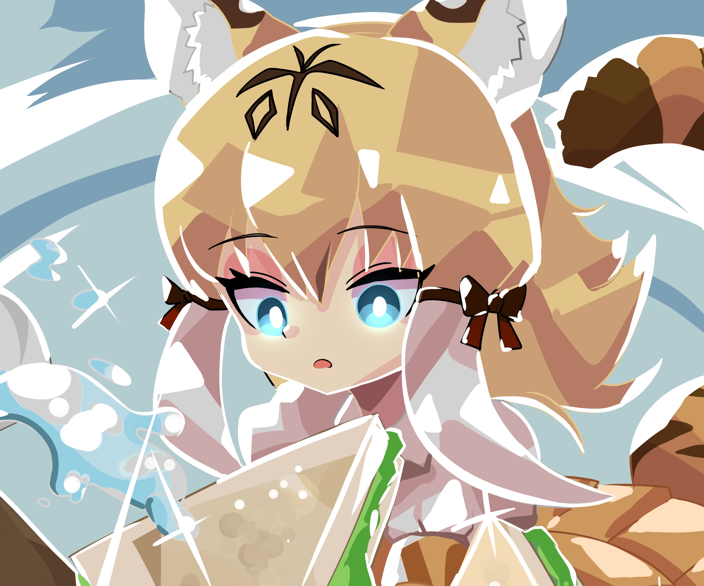 Serval from Kemono Friends making a sandwich HD Wallpaper