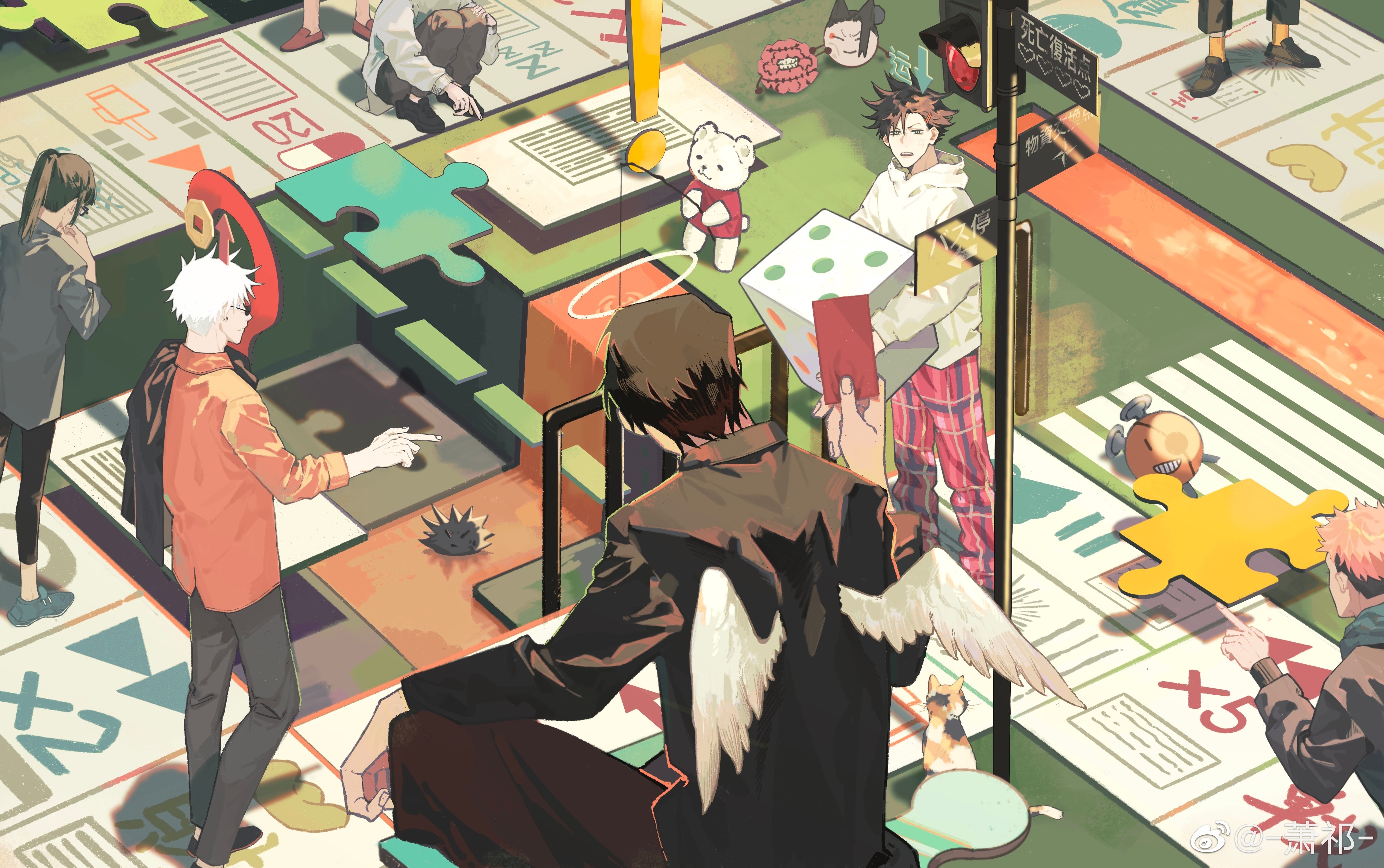Jujutsu Kaisen characters on a board game HD Wallpaper