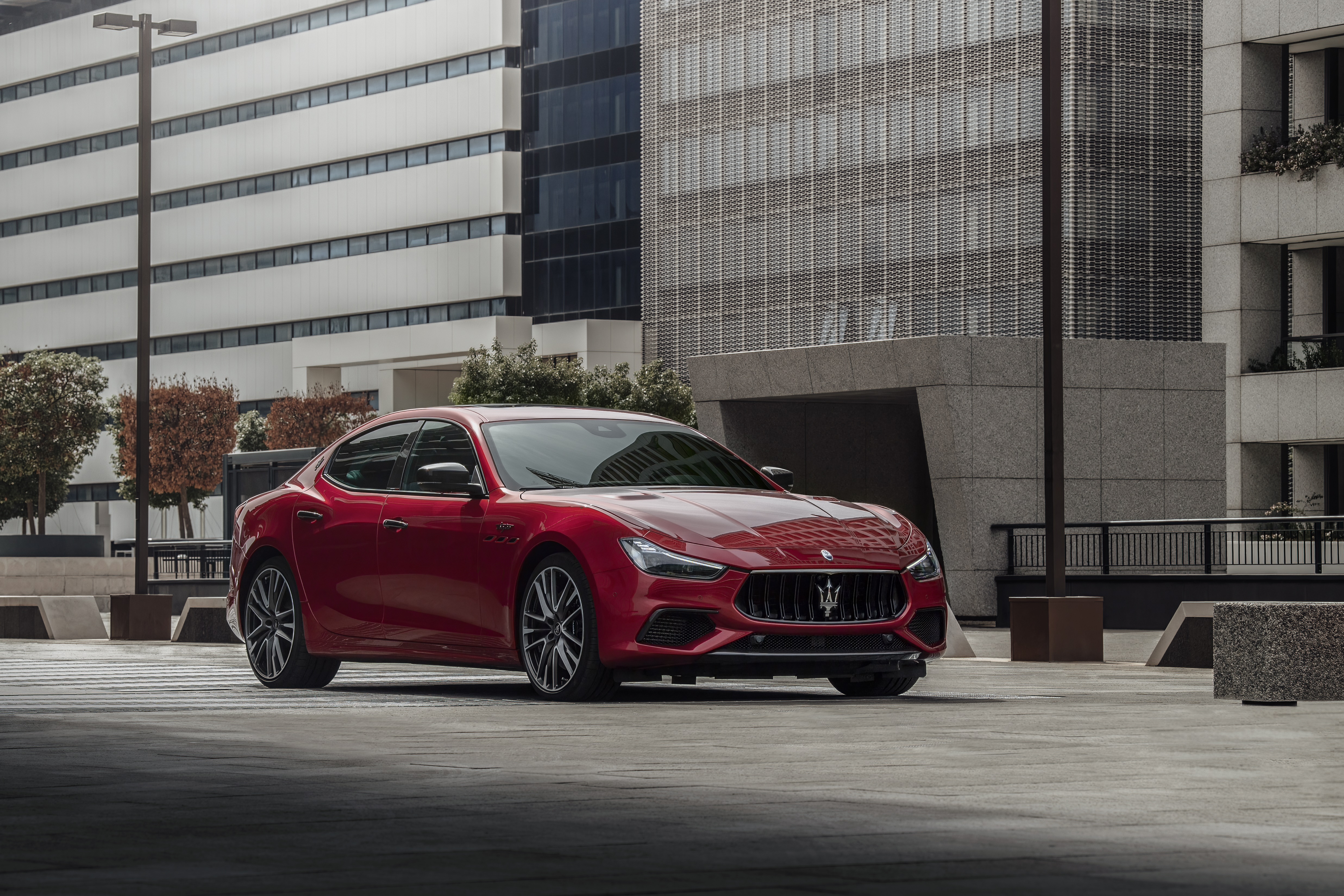 Red Maserati Ghibli Trofeo Carbon Pack 4K HD Wallpaper
