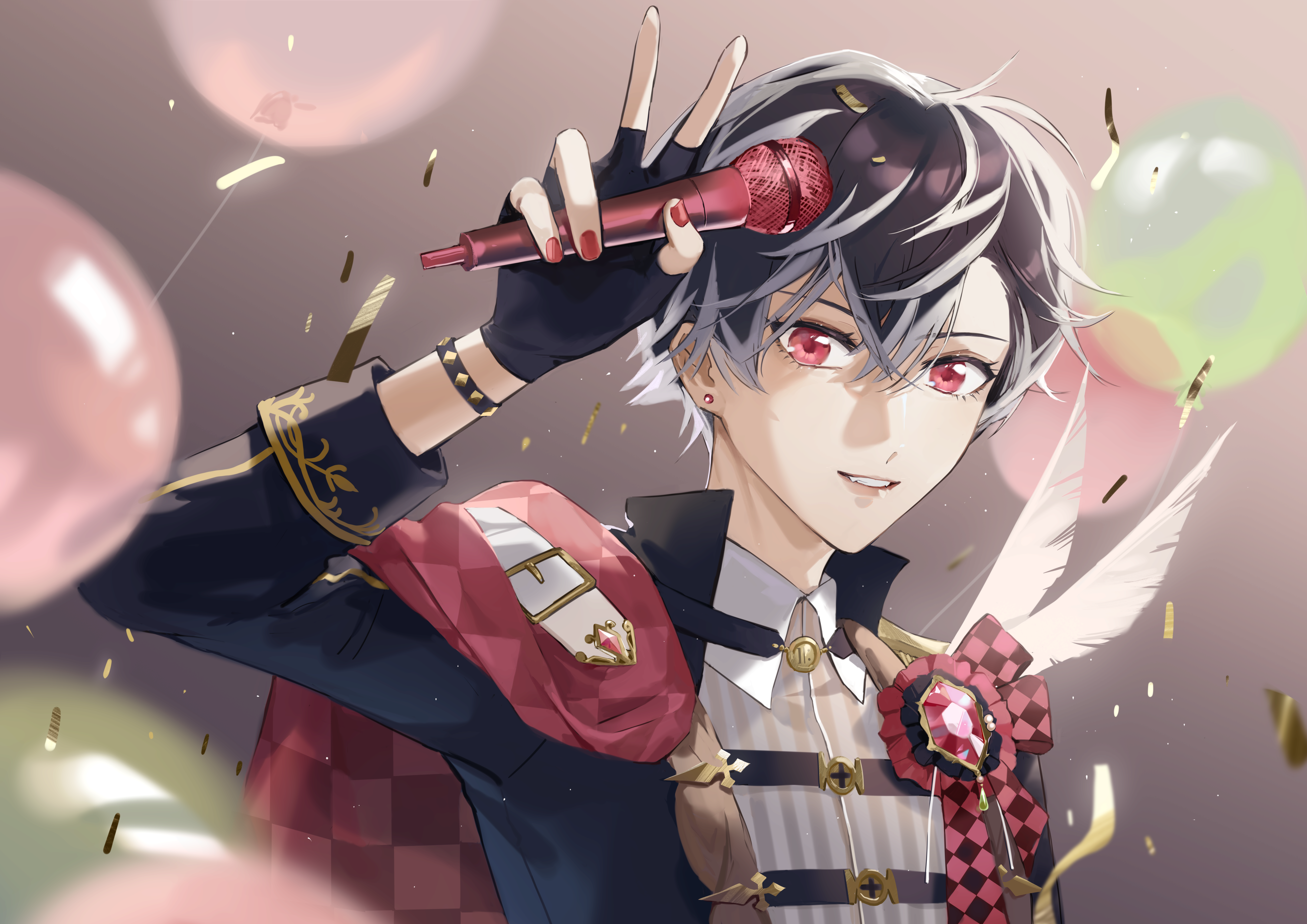 Momo from IDOLiSH7 singing with a microphone HD Wallpaper