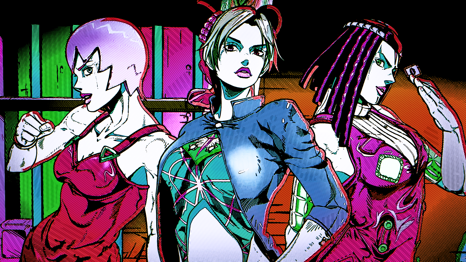 Ermes Costello, Jolyne Cujoh, and Foo Fighters from JoJo's Bizarre Adventure HD Wallpaper