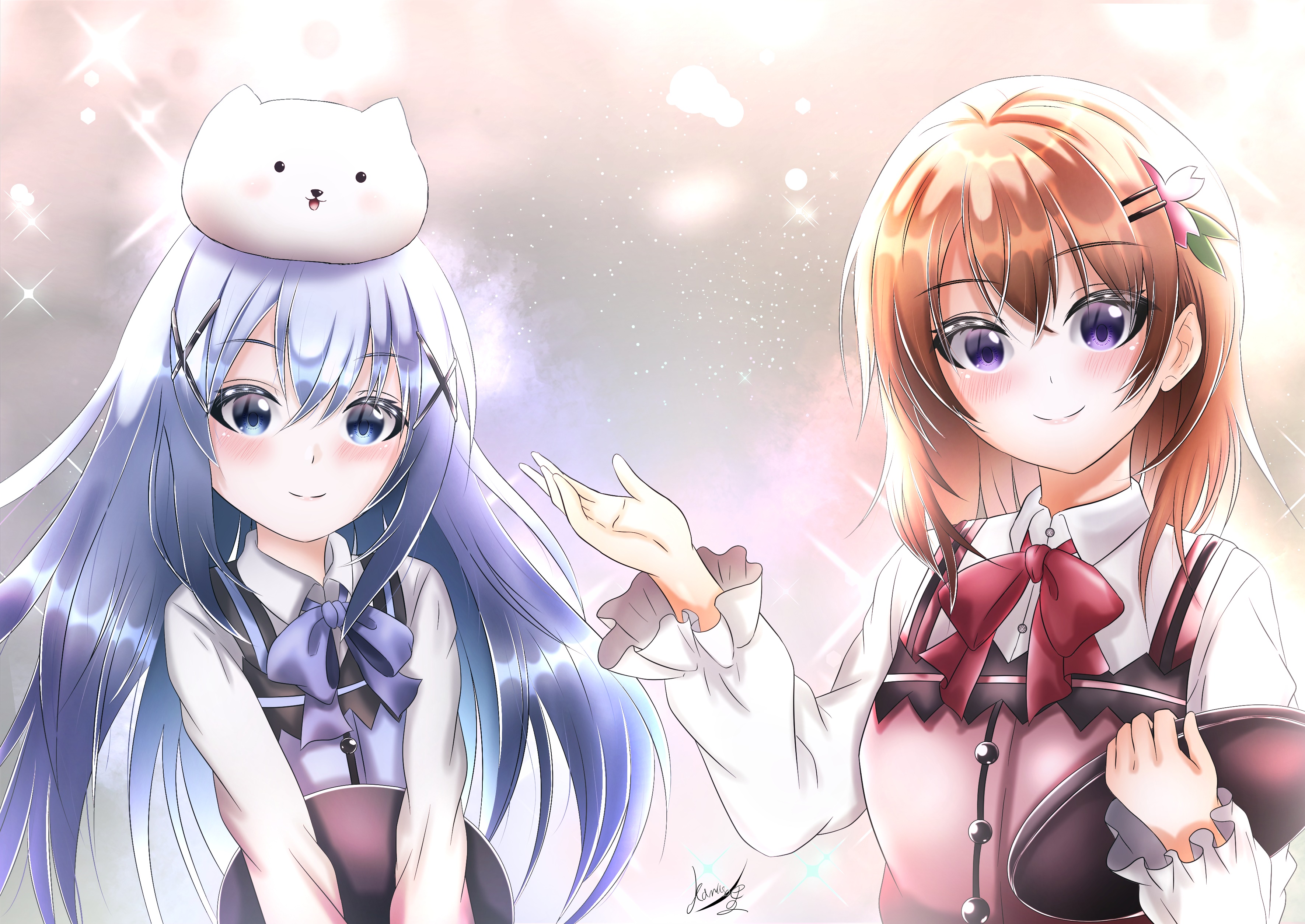 Chino Kafū and Cocoa Hoto from Is The Order A Rabbit? HD Wallpaper