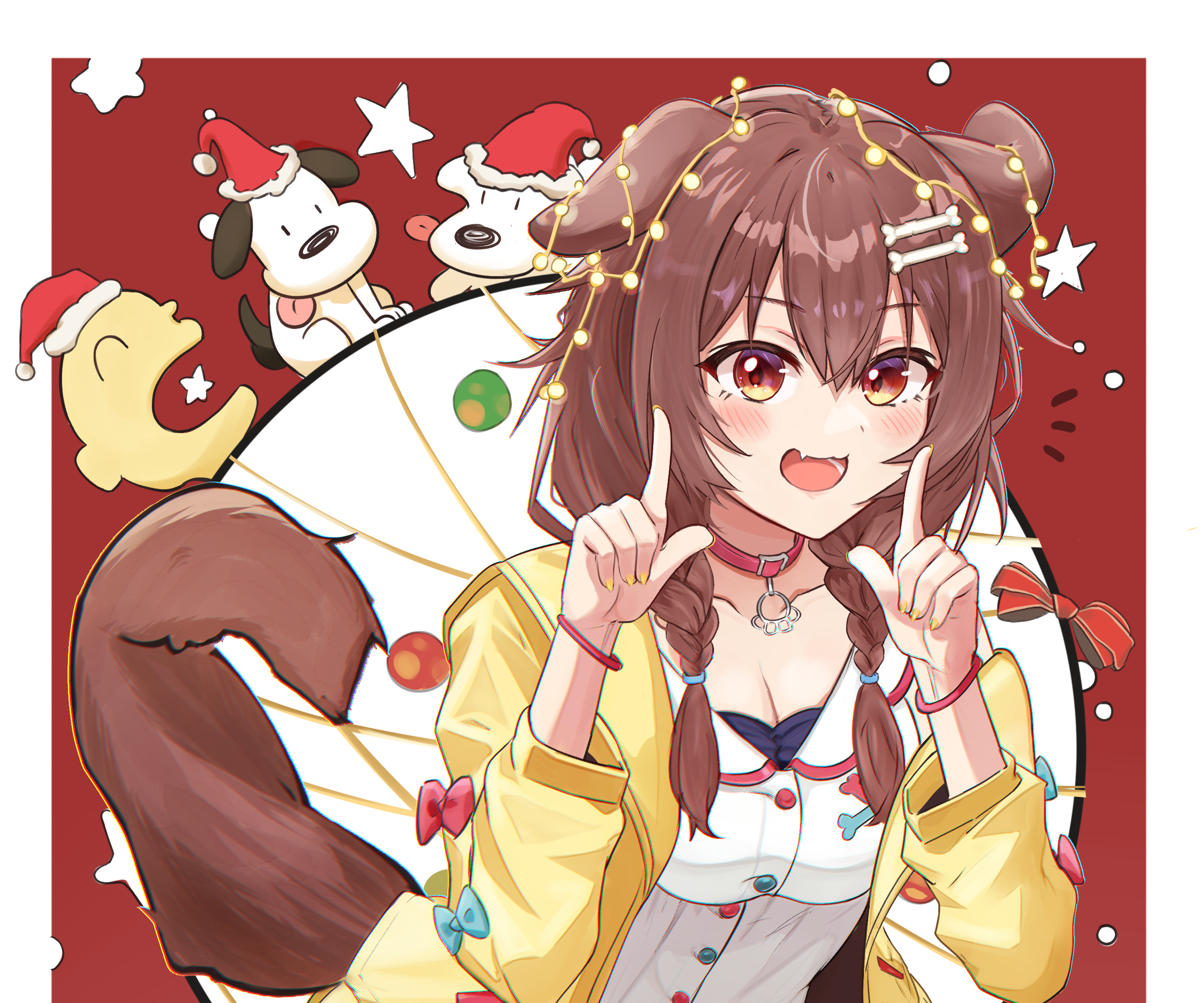 Inugami Korone from Hololive with Christmas dogs HD Wallpaper