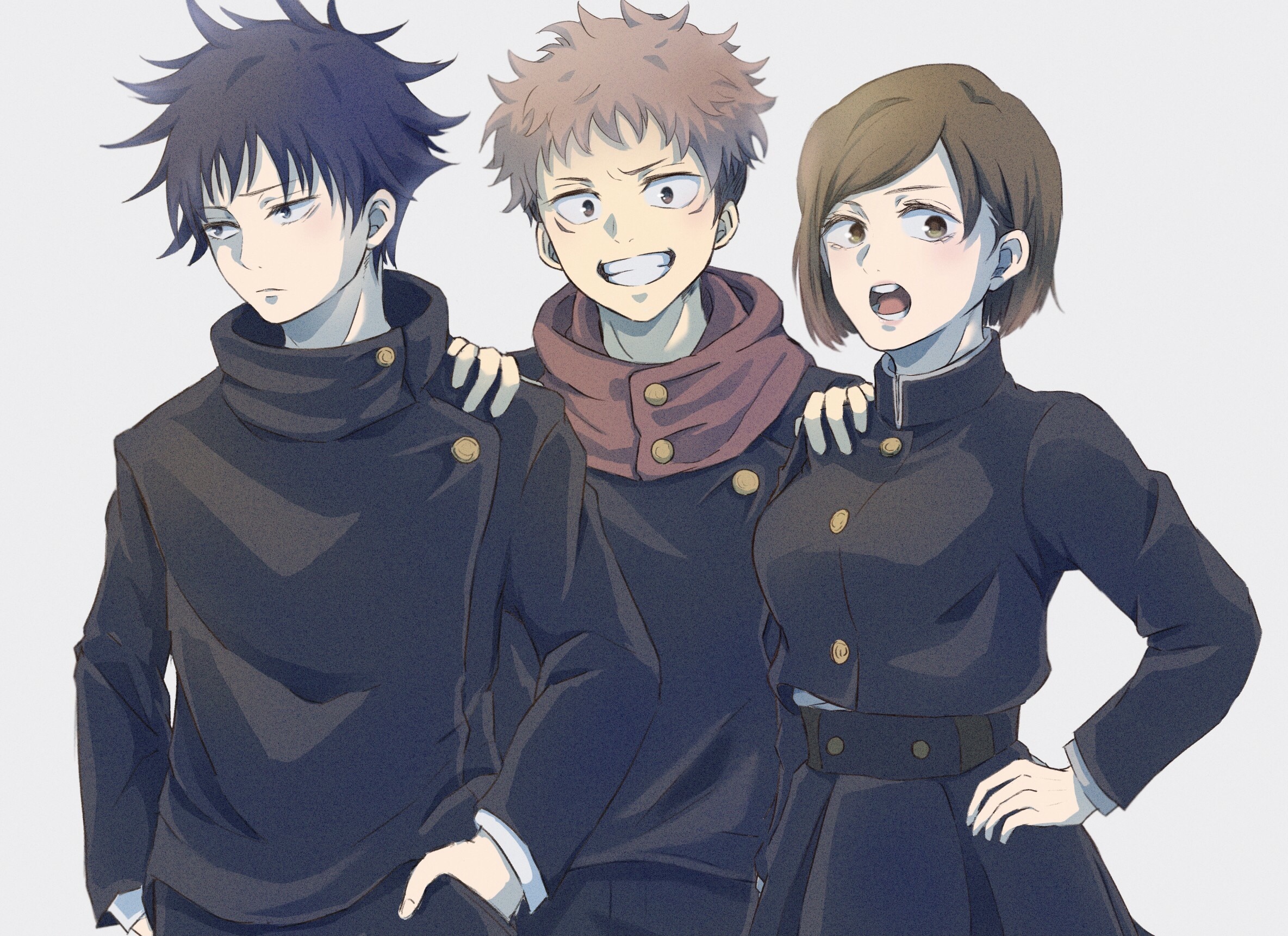 Yuji Itadori, Megumi Fushiguro, and Nobara Kugisaki from Jujutsu Kaisen HD Wallpaper