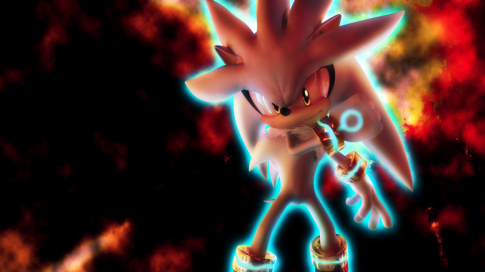 Silver the Hedgehog with glowing aura HD Wallpaper