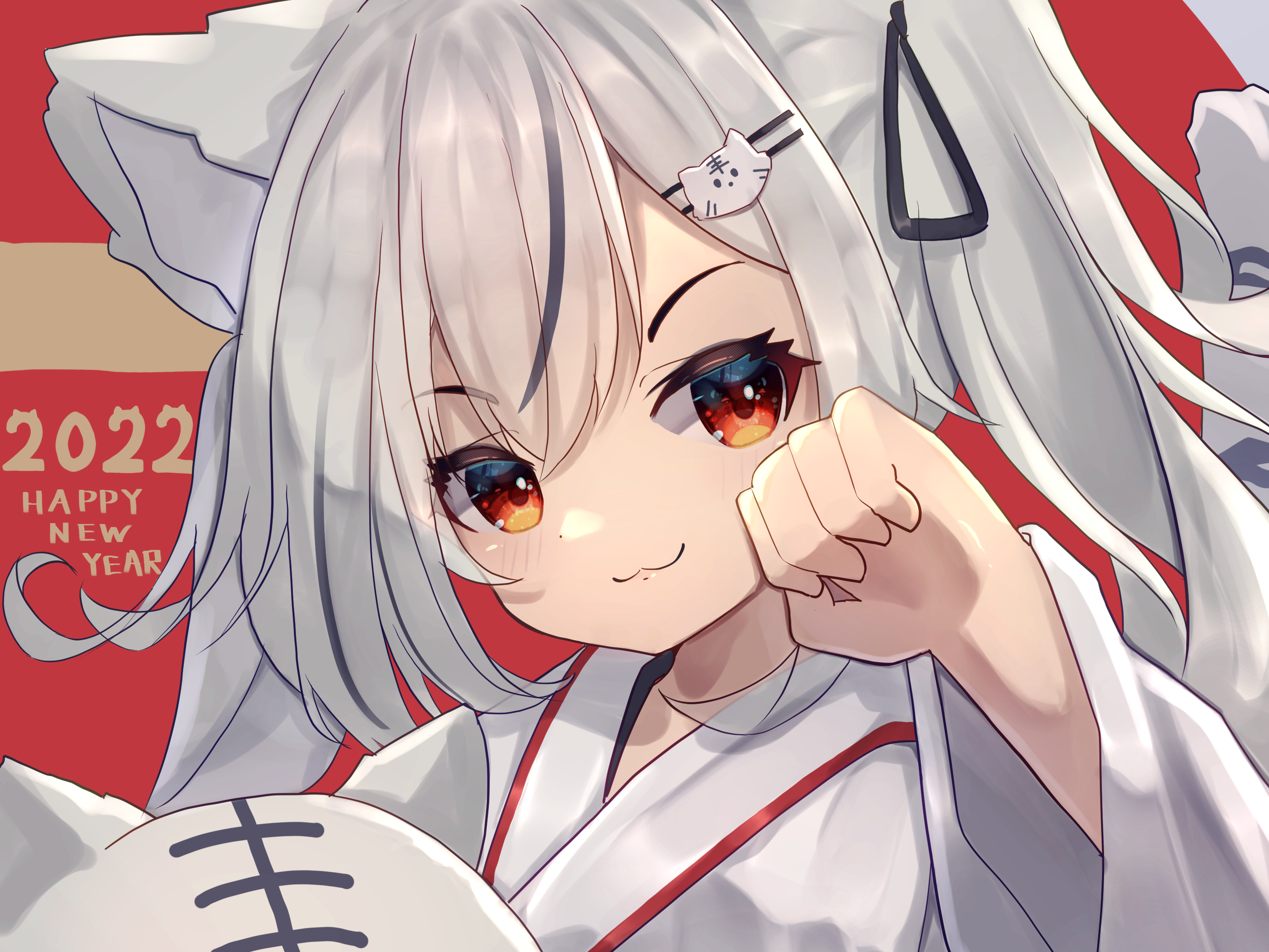 Girl with tiger ears and kimono HD Wallpaper