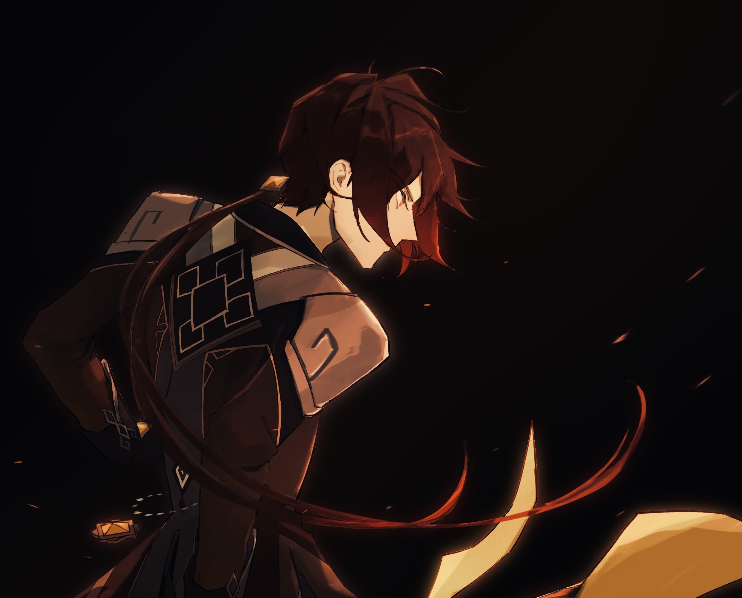 Zhongli from Genshin Impact in dark setting HD Wallpaper