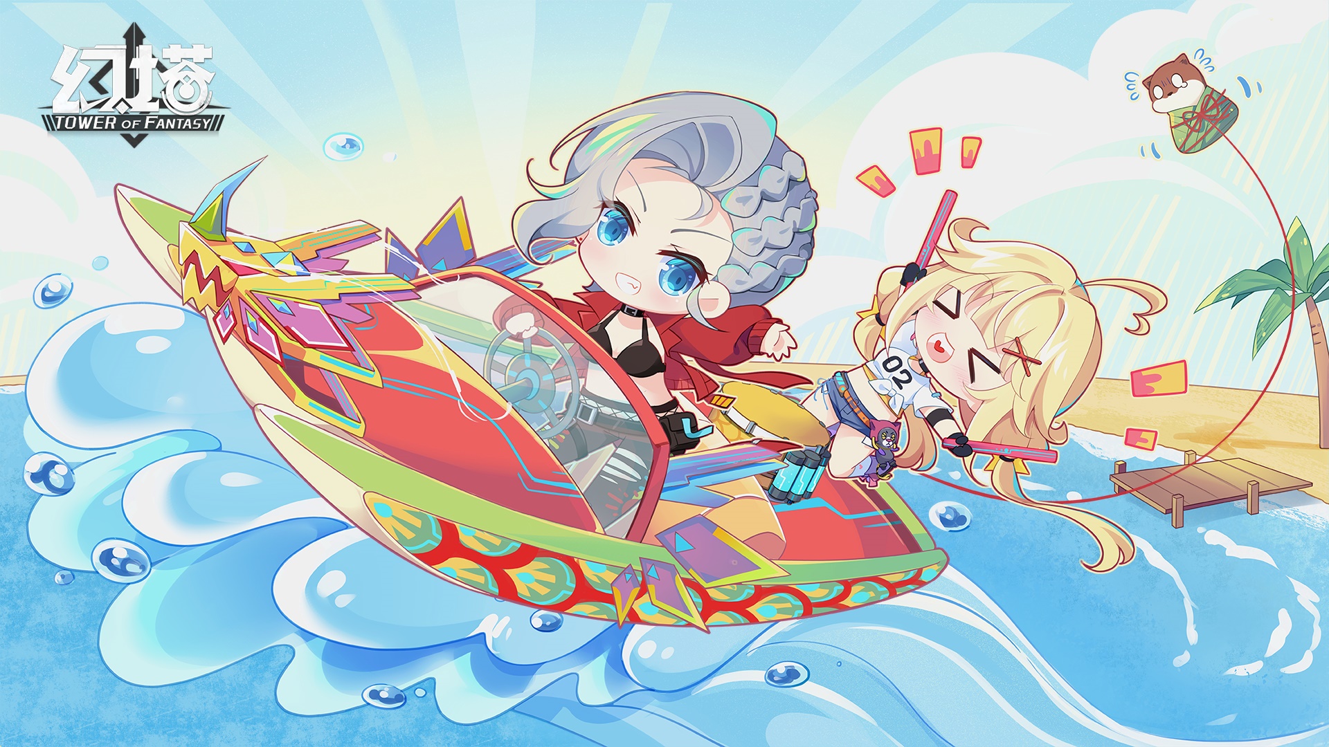Two girls on a boat in Tower of Fantasy HD Wallpaper