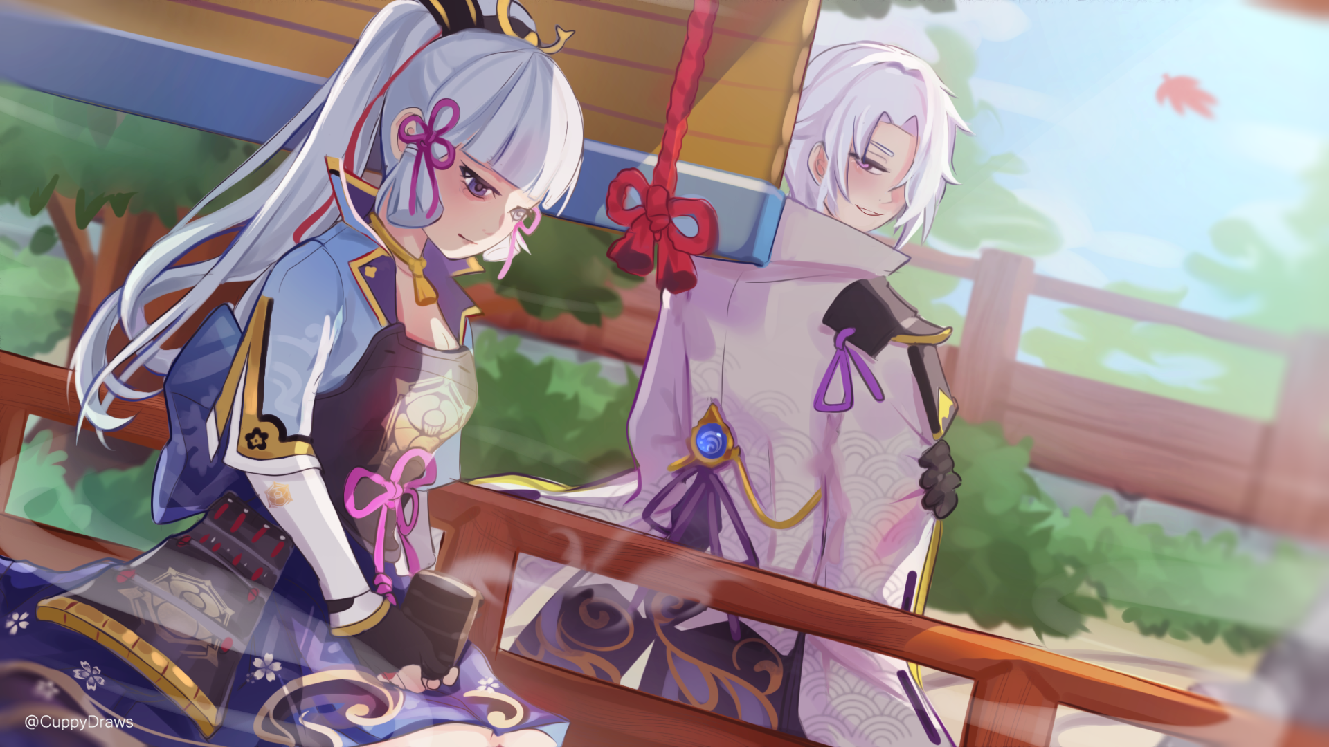 Kamisato Ayaka and Kamisato Ayato from Genshin Impact HD Wallpaper
