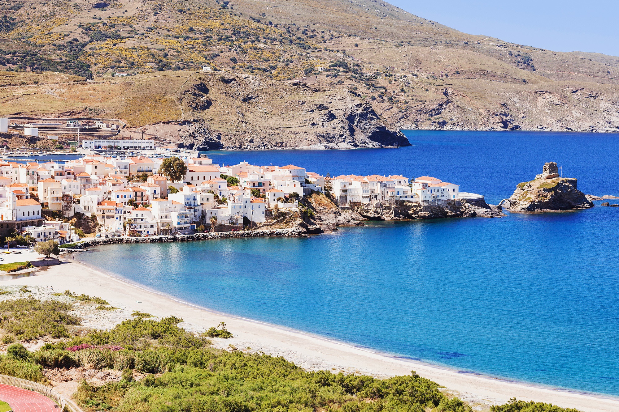 Chora town on Andros Island, Greece HD Wallpaper