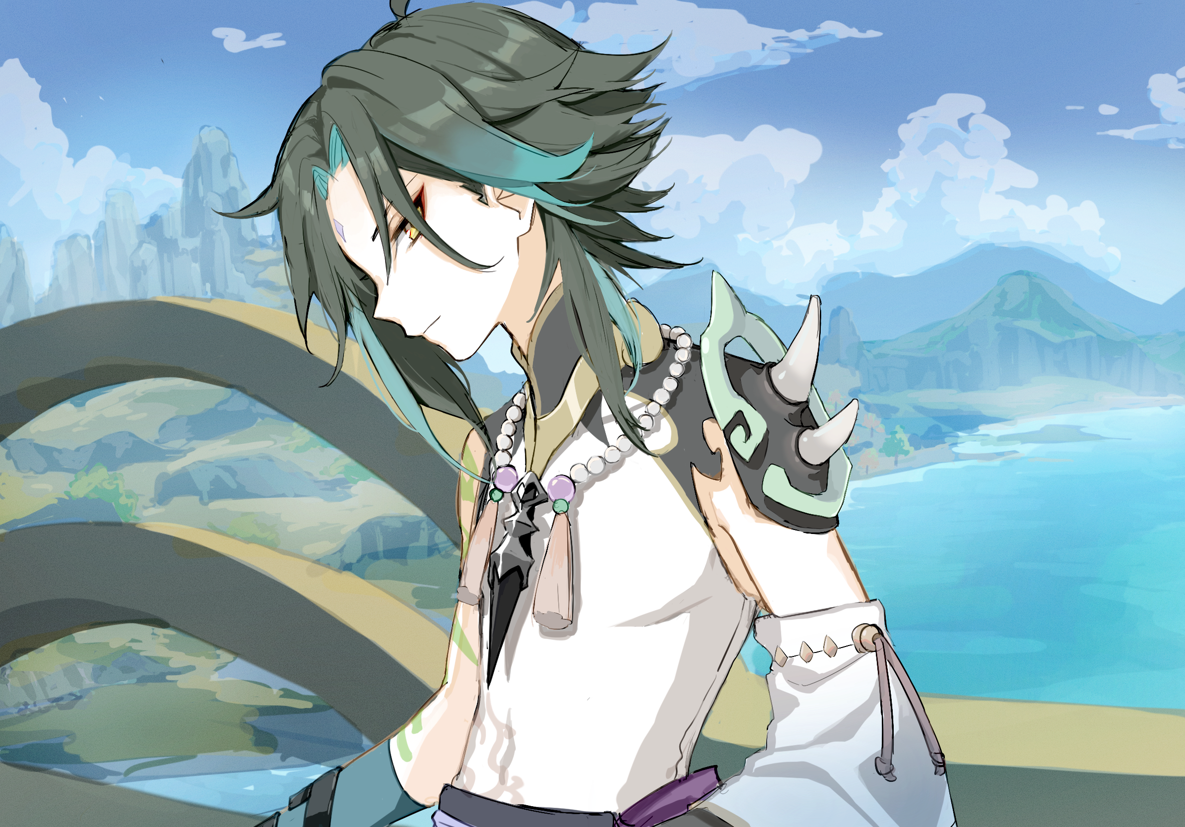 Xiao from Genshin Impact looking down HD Wallpaper