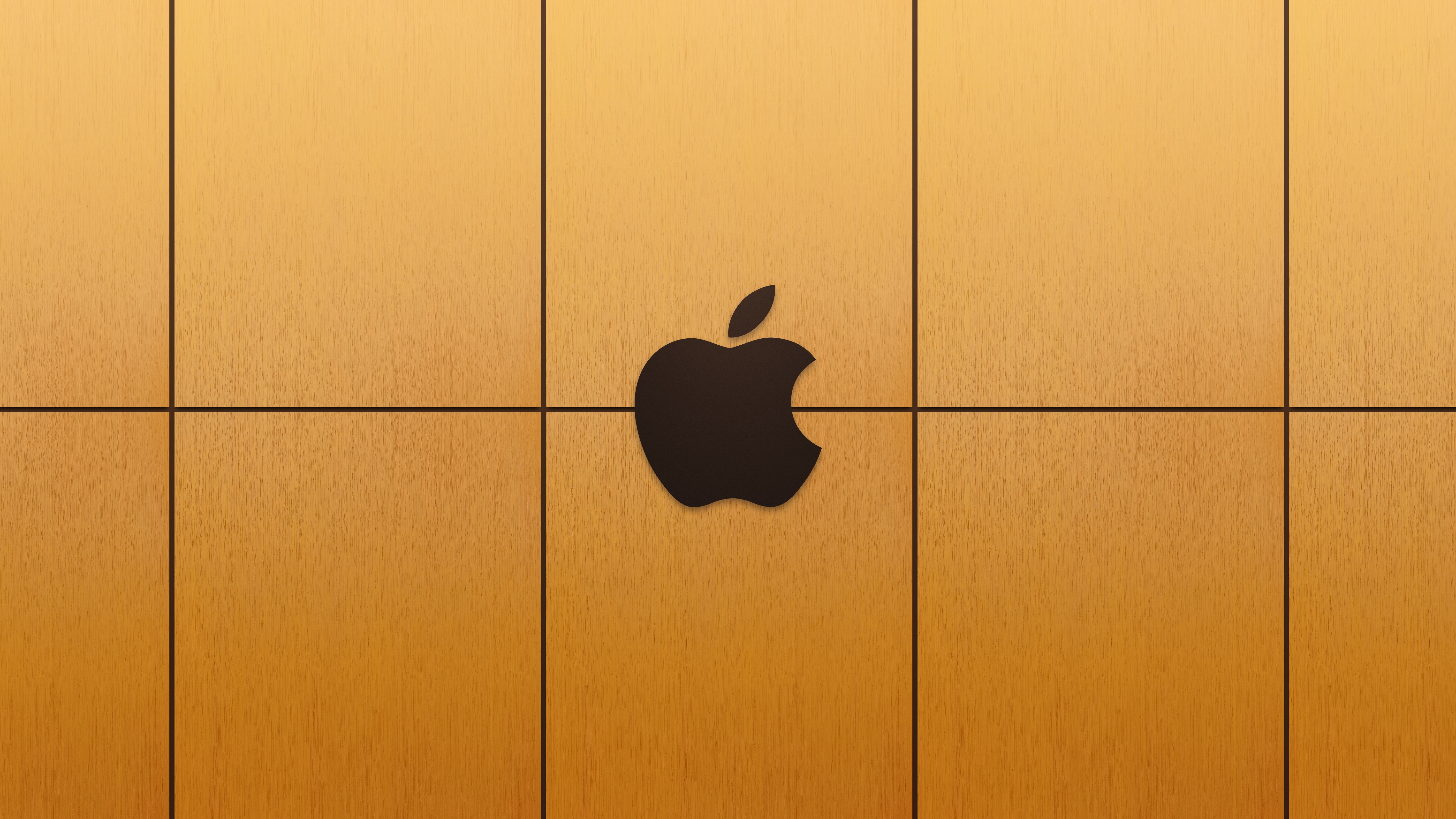 Apple Logo on Wood Grain Background 4K HD Wallpaper