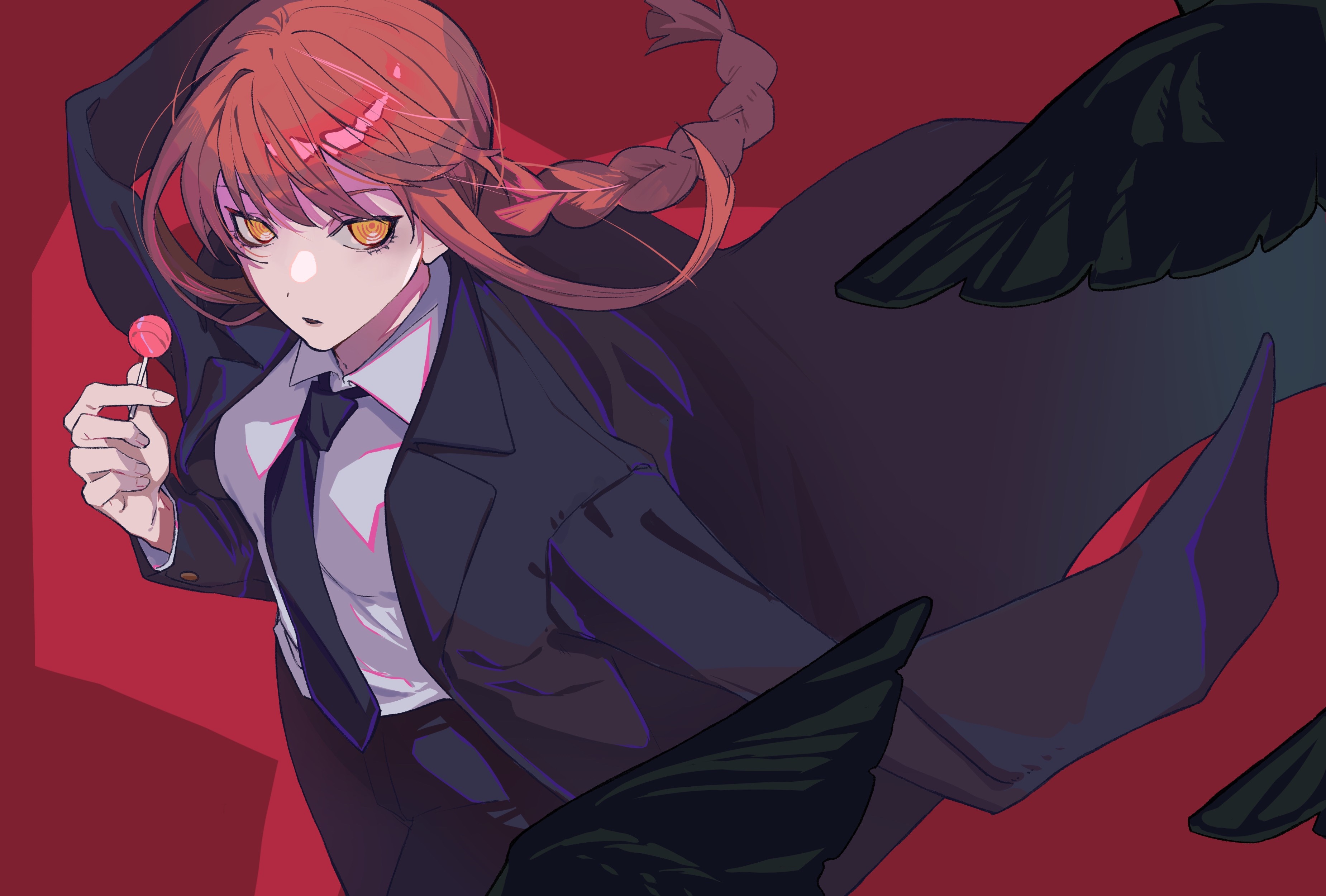 Makima from Chainsaw Man with a lollipop HD Wallpaper
