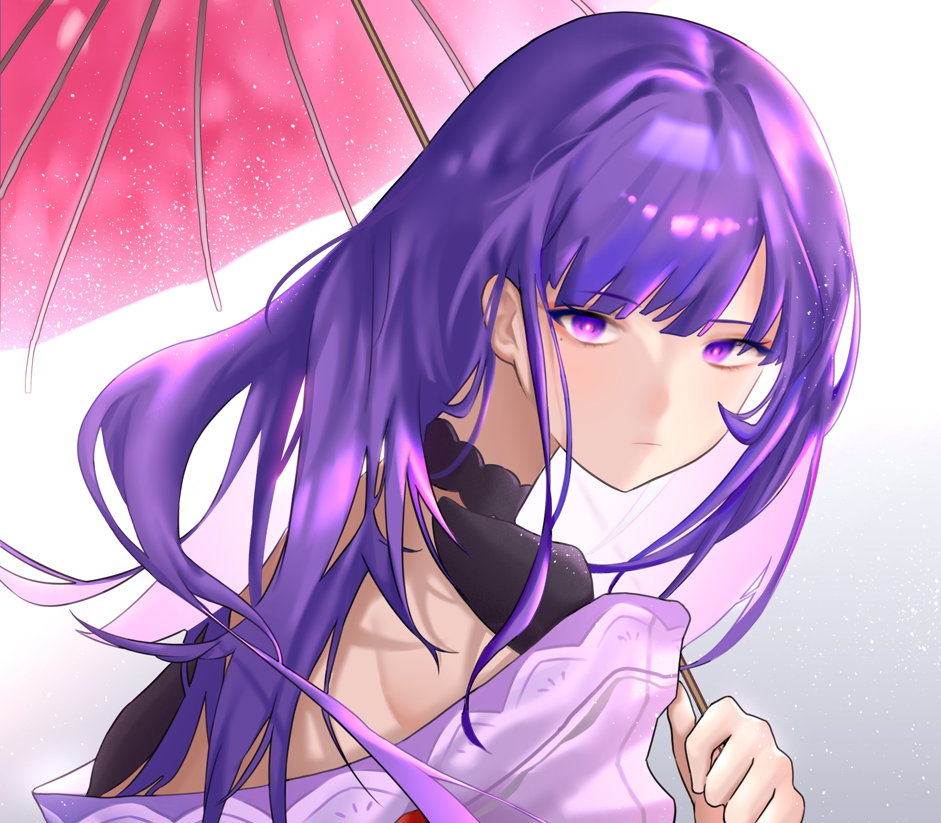 Raiden Shogun from Genshin Impact with umbrella HD Wallpaper
