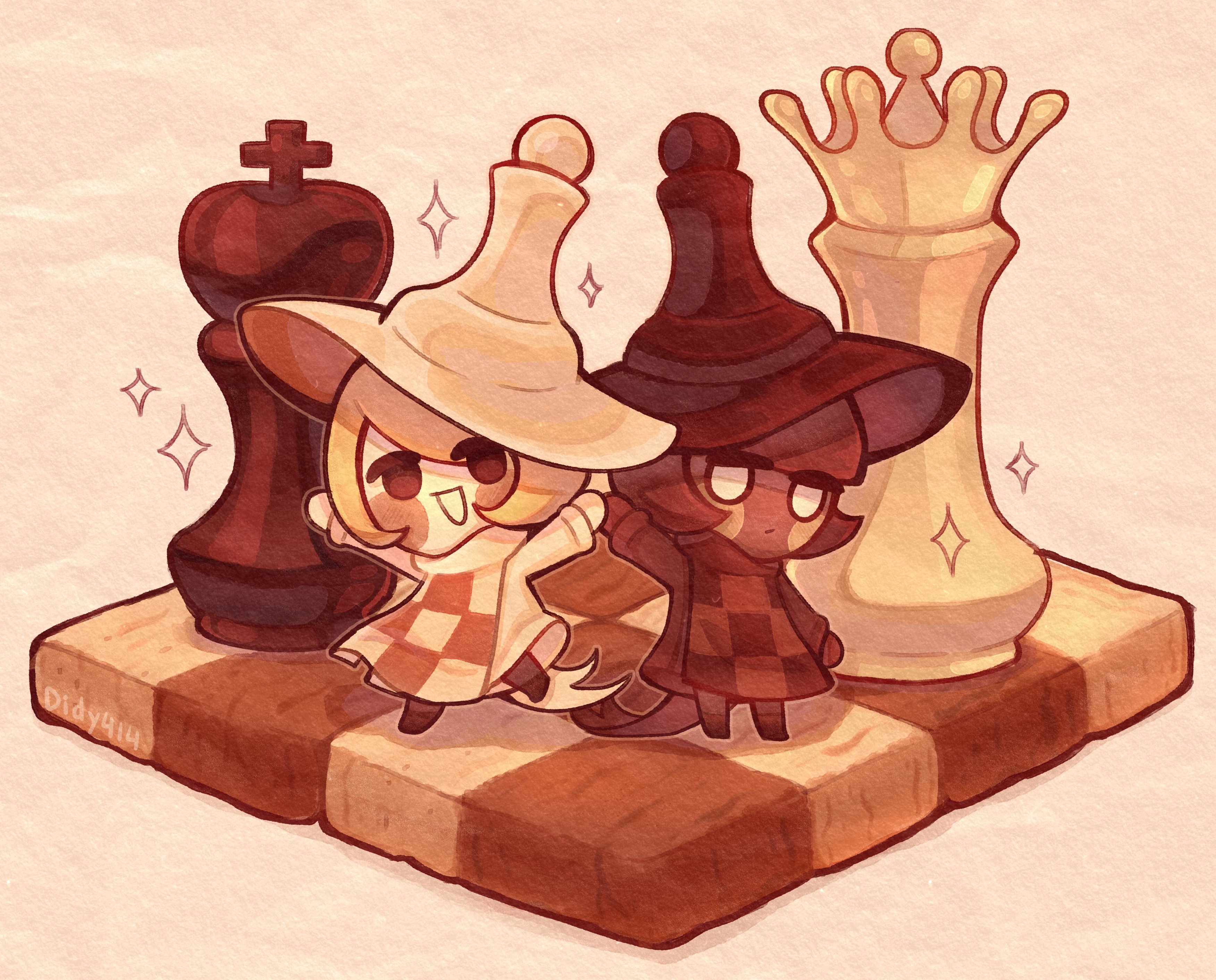 Pawn White Cookie and Pawn Black Cookie from Cookie Run: OvenBreak HD Wallpaper