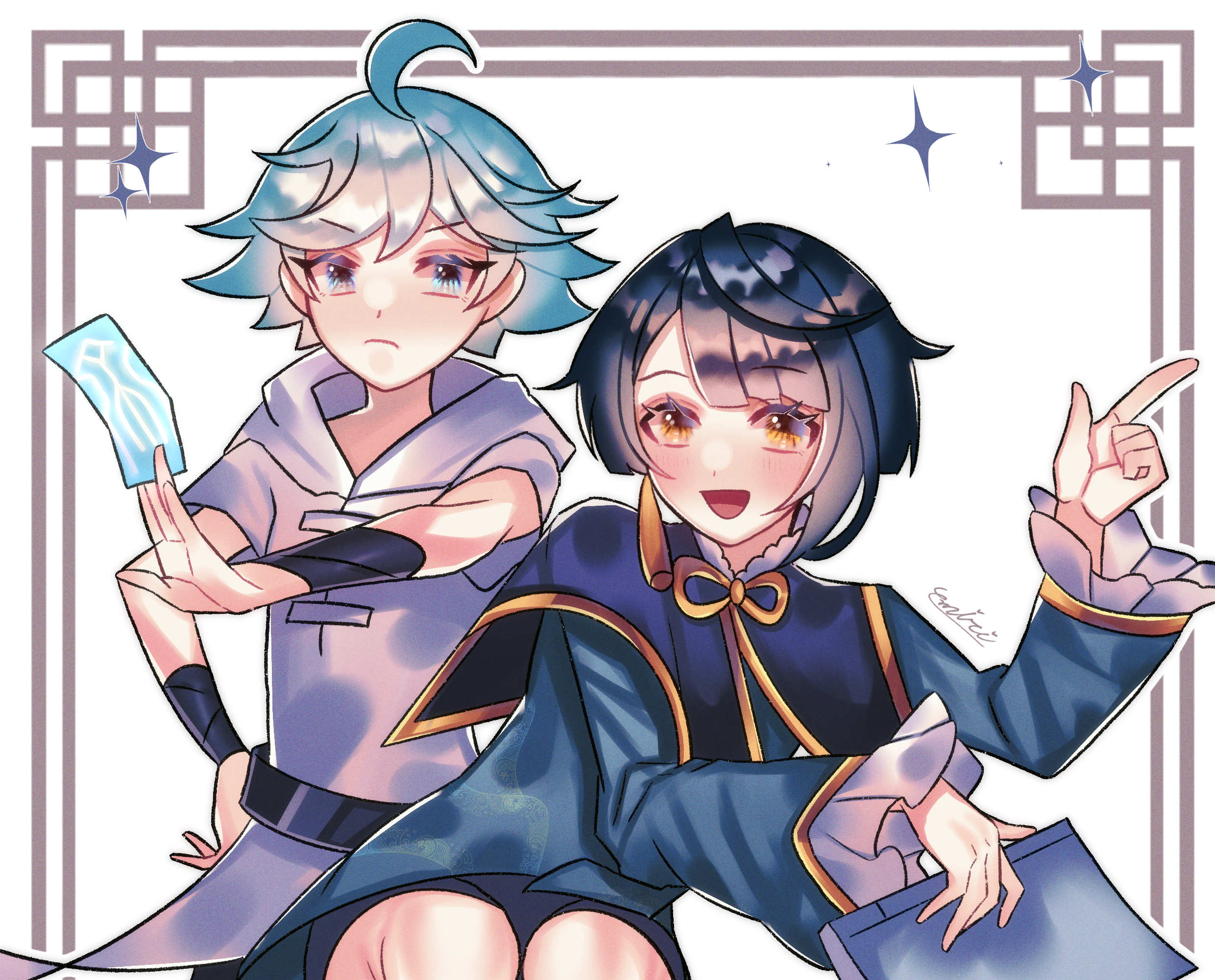 Chongyun and Xingqiu from Genshin Impact HD Wallpaper