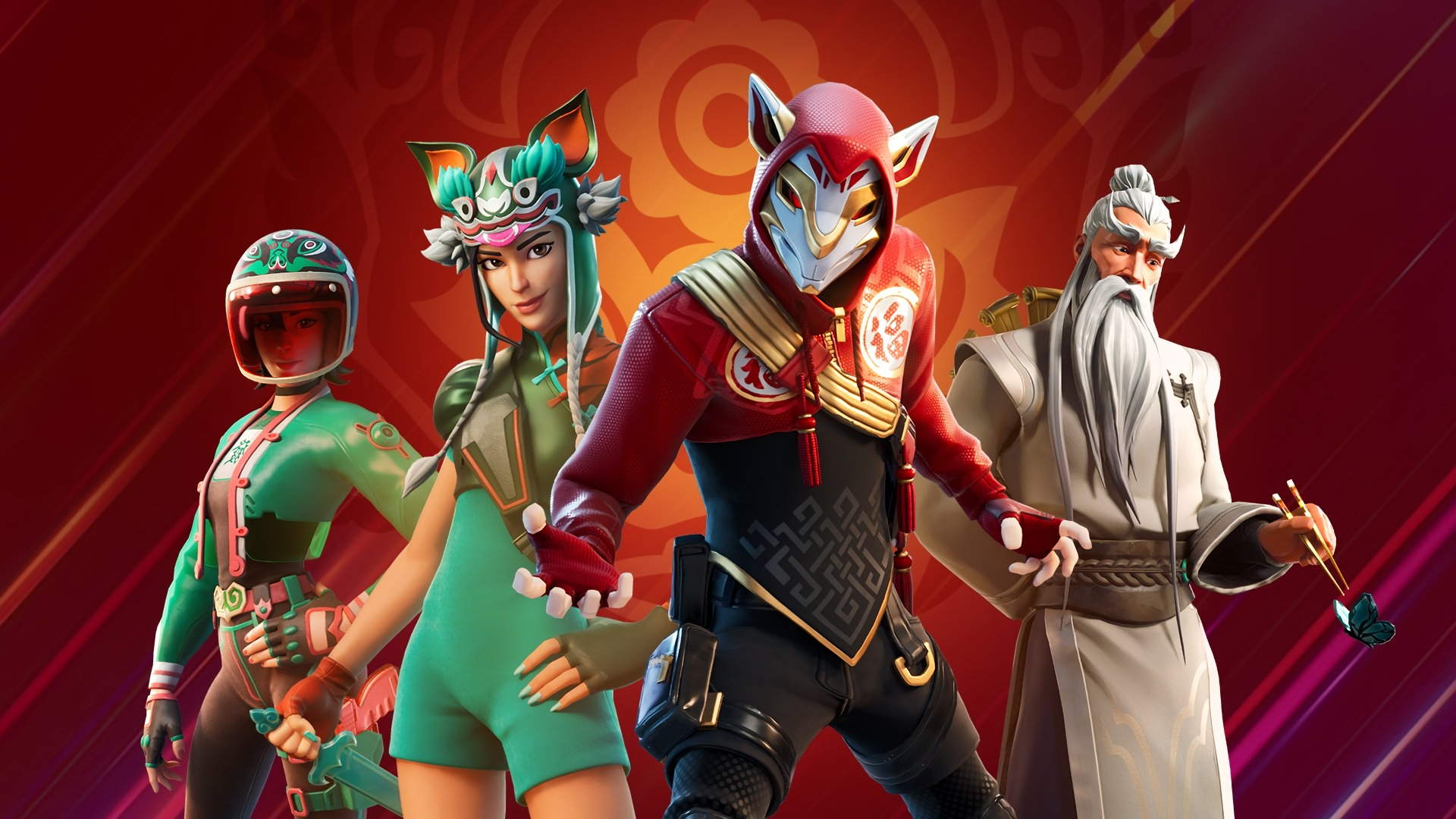 Fortnite characters in Lunar New Year outfits HD Wallpaper