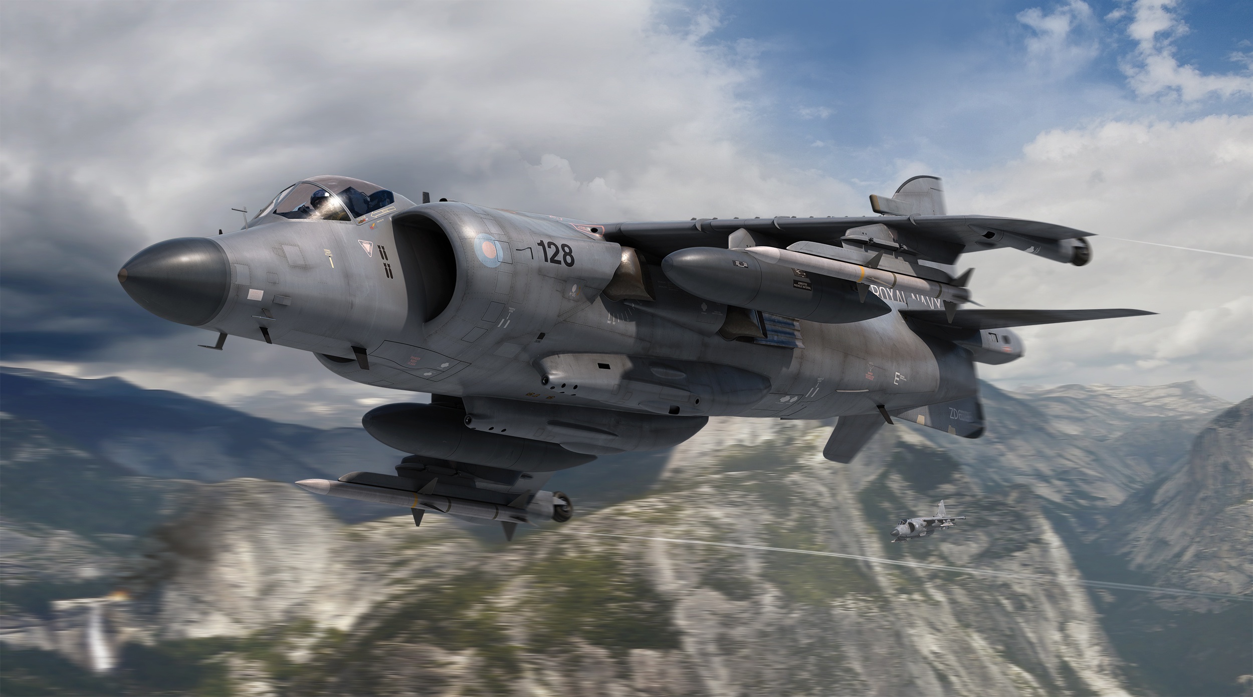 British Aerospace Sea Harrier fighter jet in flight HD Wallpaper