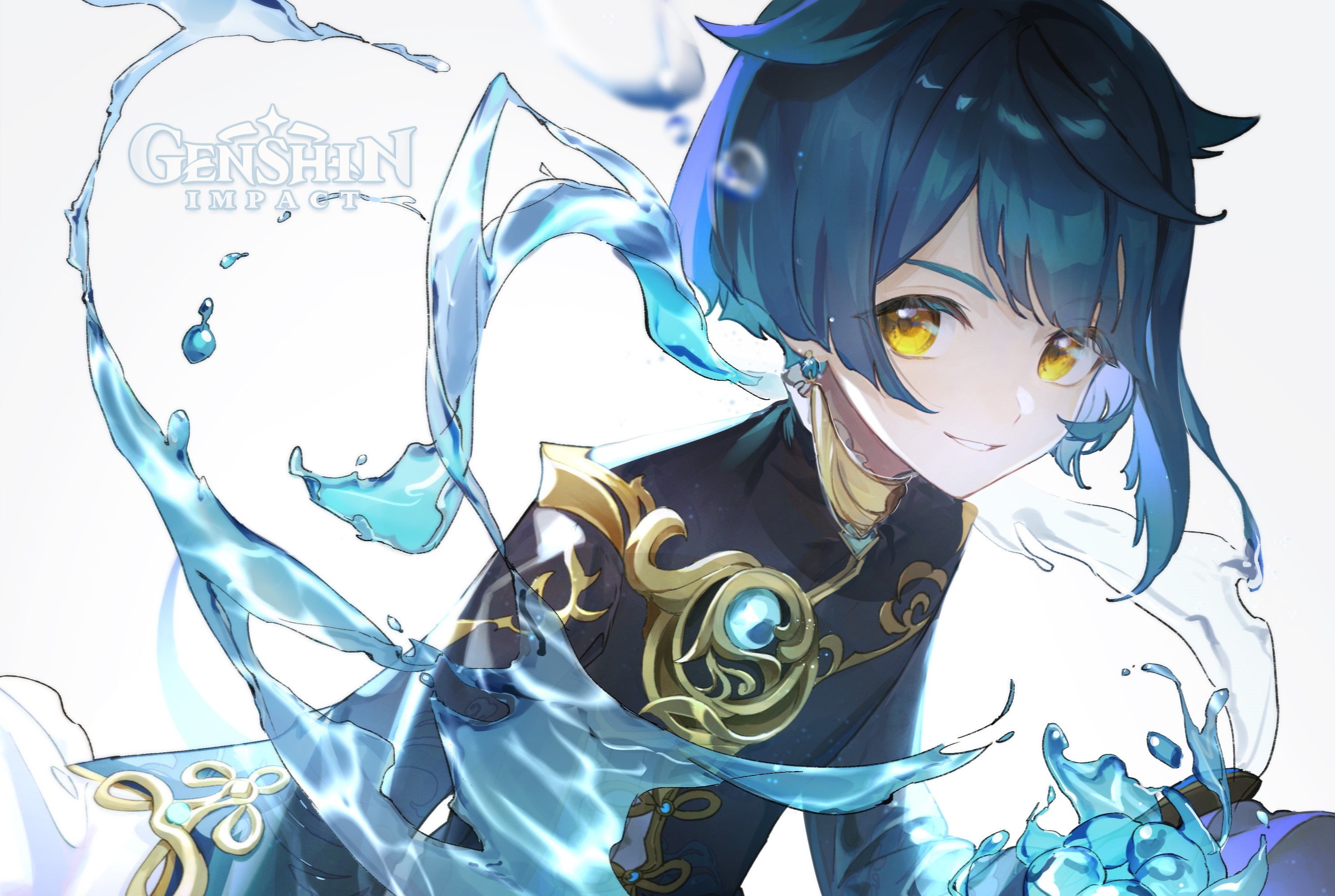 Xingqiu from Genshin Impact with water HD Wallpaper