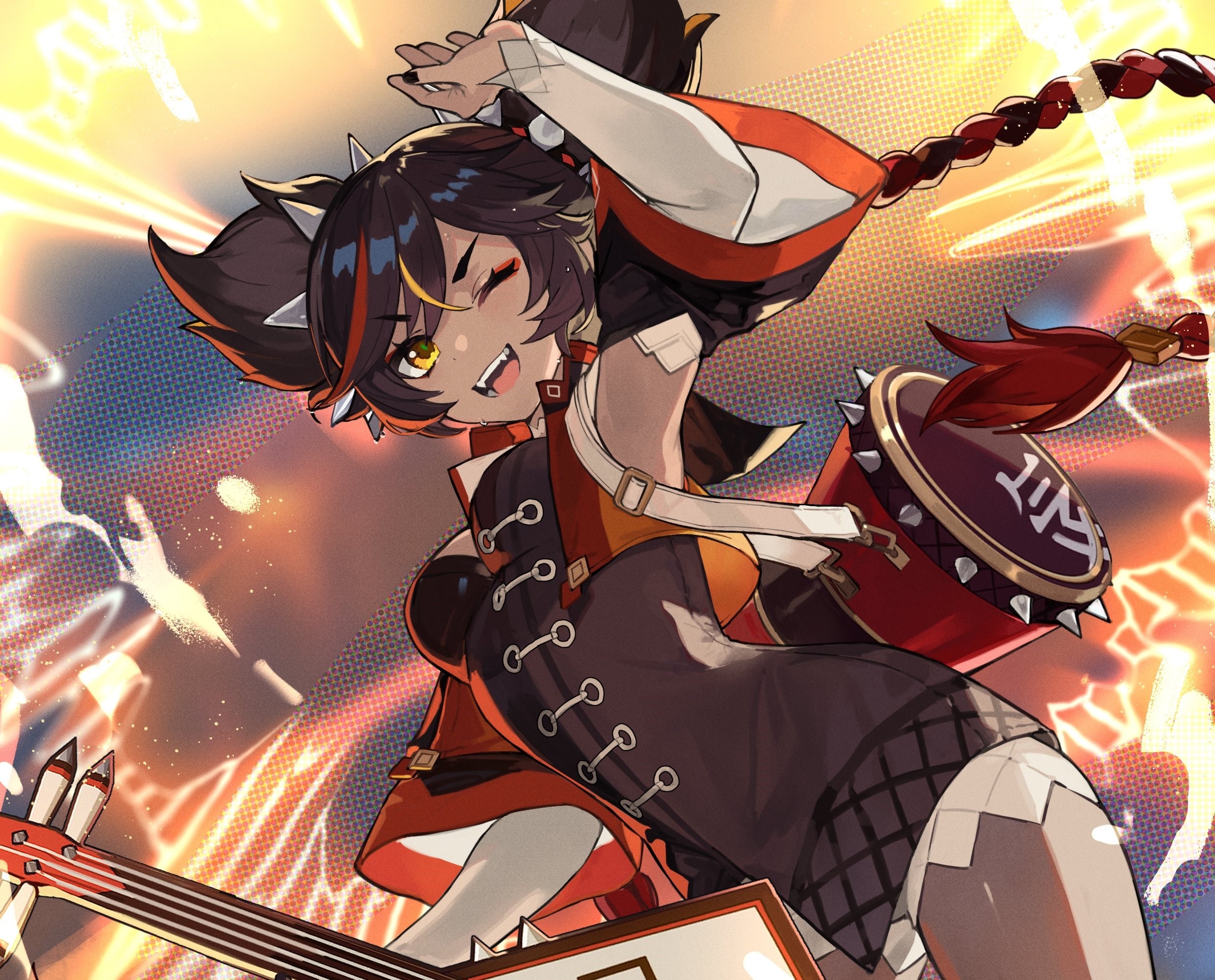 Xinyan from Genshin Impact playing guitar HD Wallpaper
