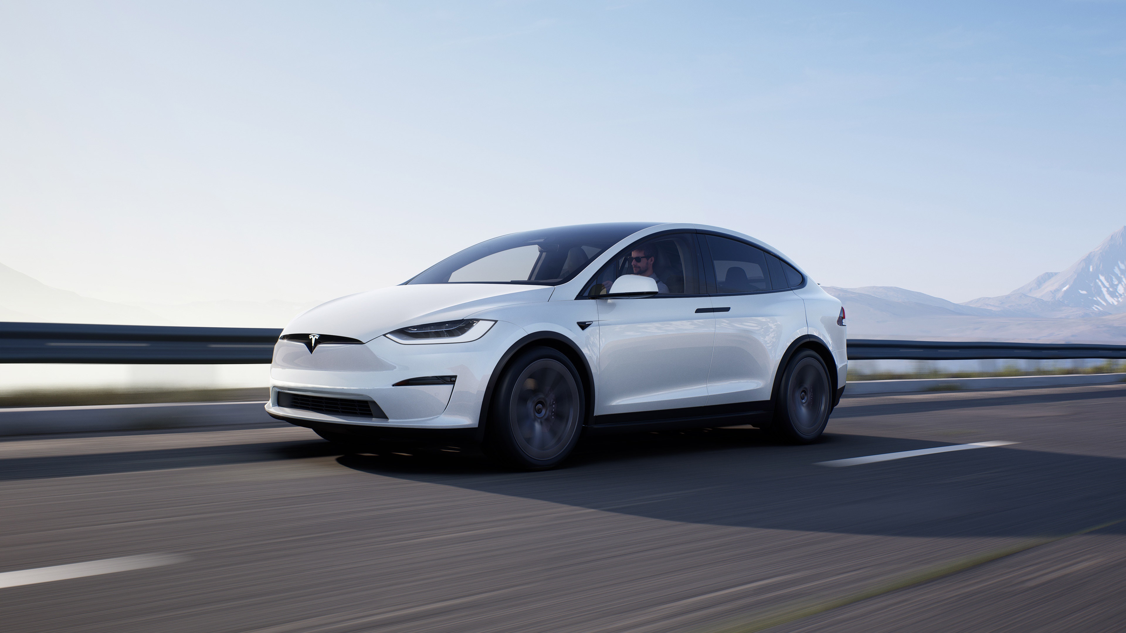 White Tesla Model X Plaid 4K HD Wallpaper