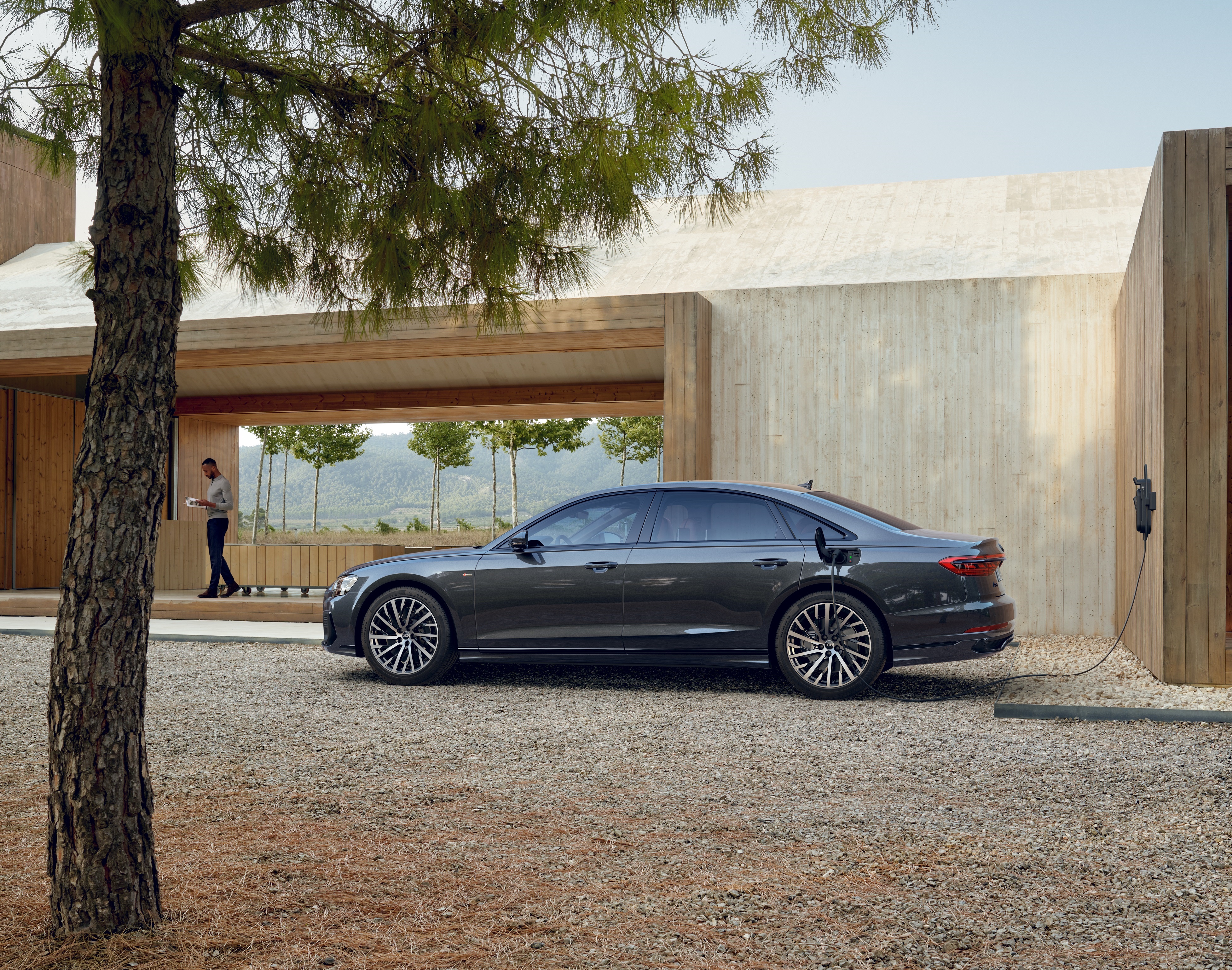 Audi A8 L 60 TFSI e quattro S line charging HD Wallpaper