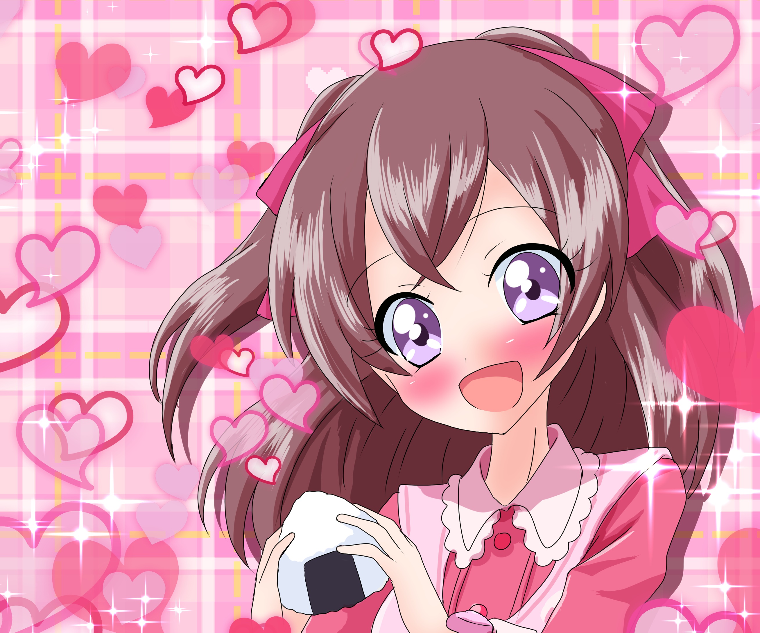Nagomi Yui from Delicious Party Precure holding an onigiri HD Wallpaper