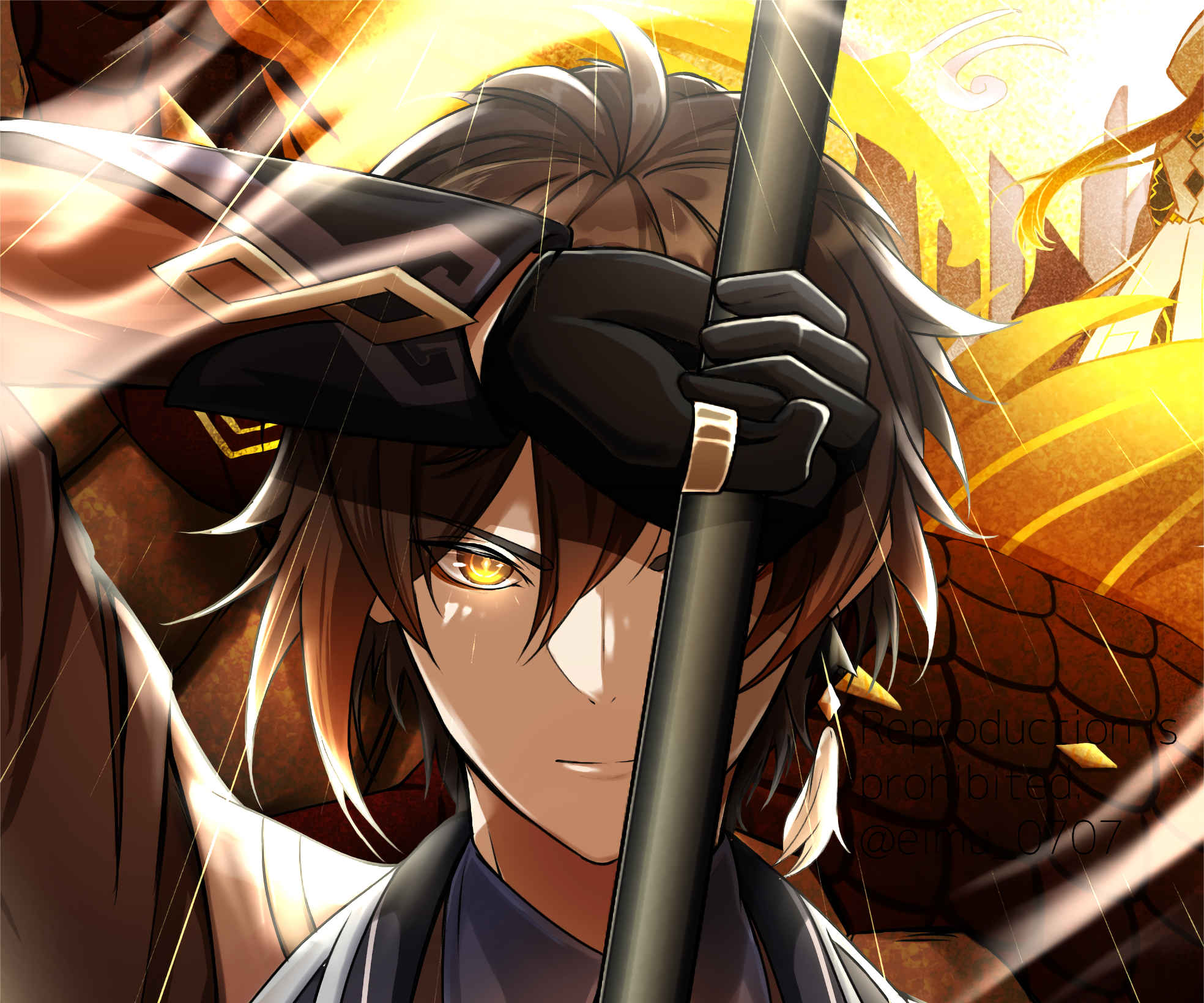 Zhongli from Genshin Impact holding a polearm HD Wallpaper