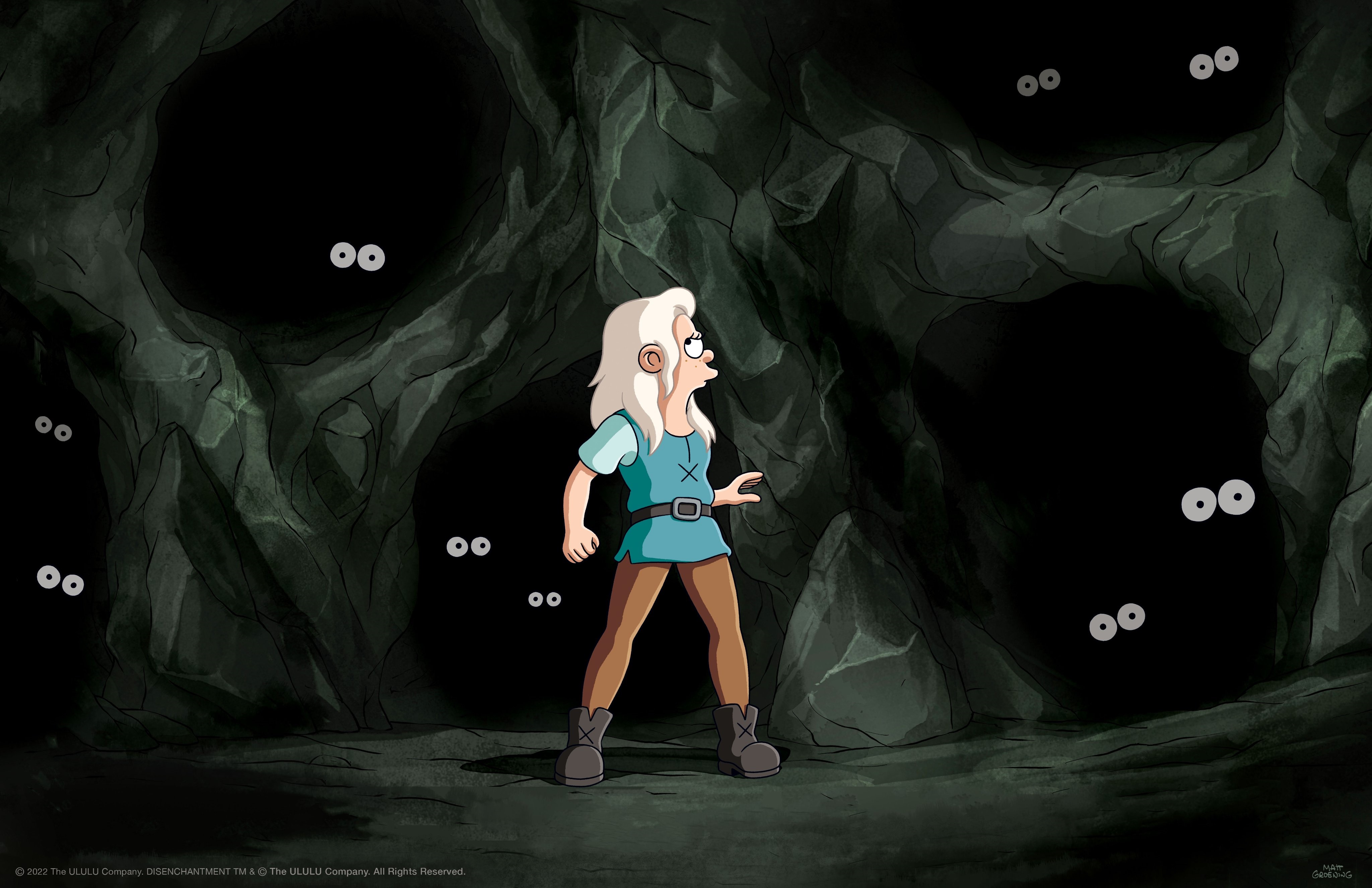 Bean from Disenchantment in a dark cave HD Wallpaper