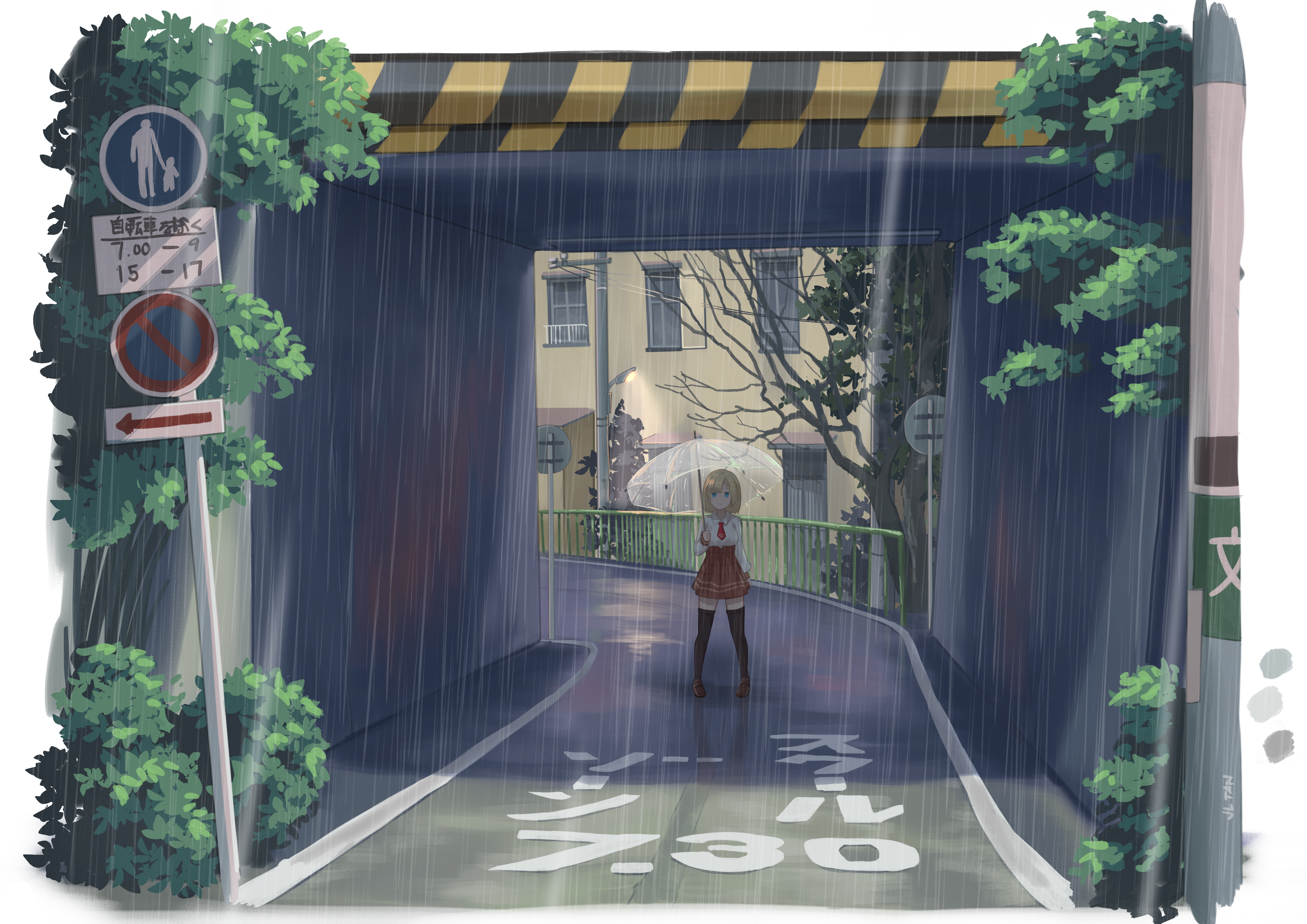 Watson Amelia from Hololive in the rain HD Wallpaper