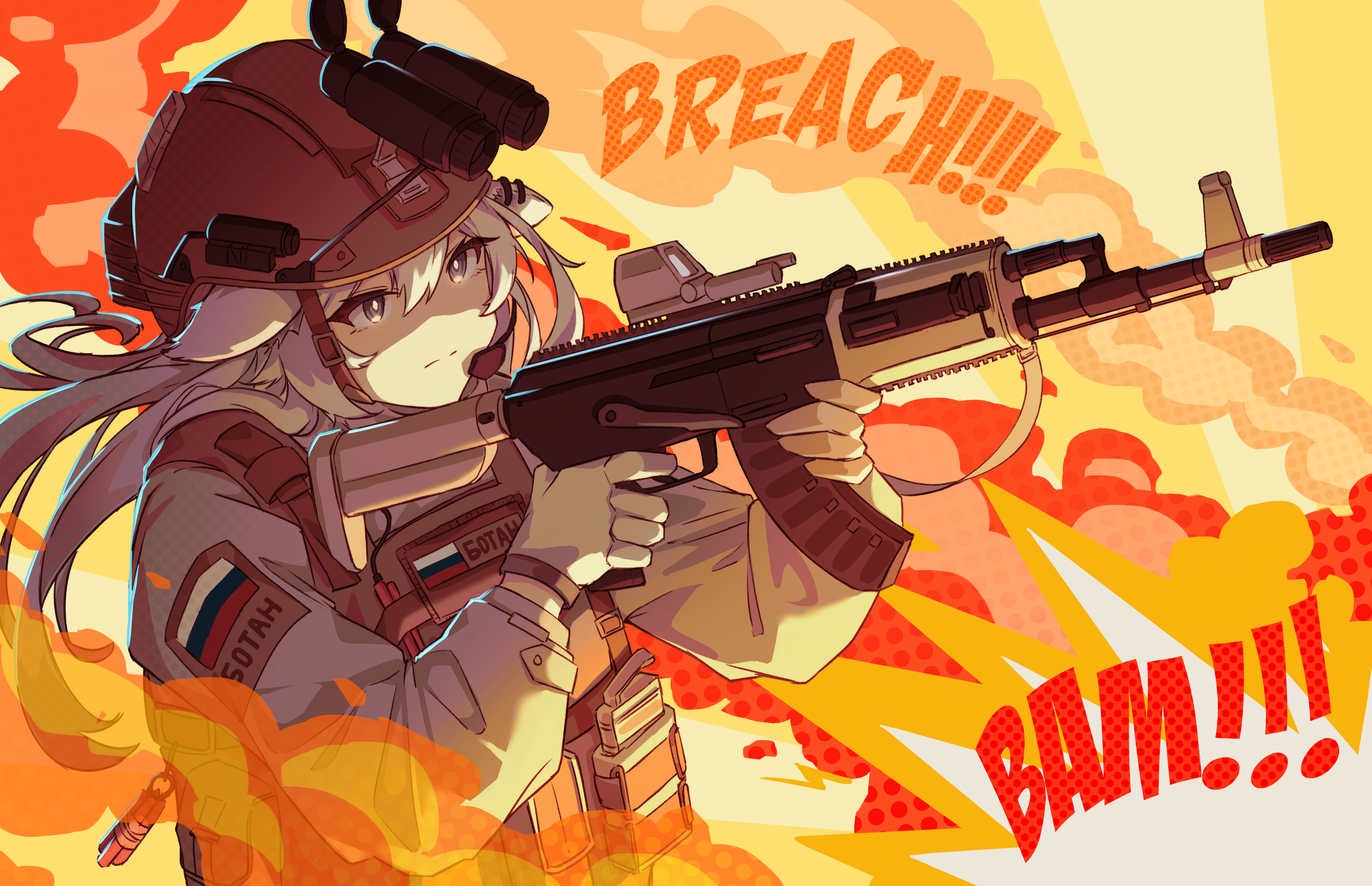 Shishiro Botan from Hololive holding a rifle HD Wallpaper