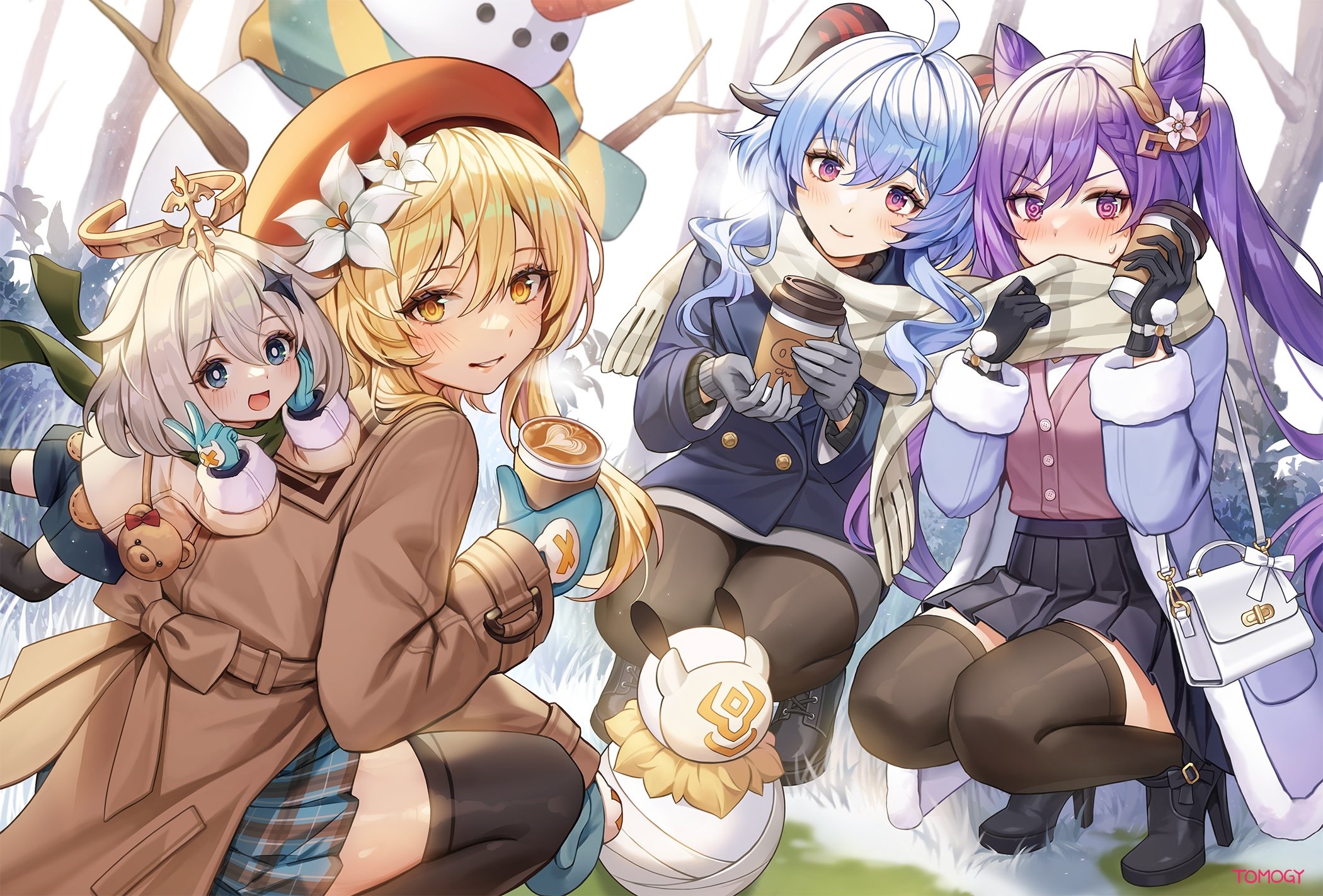 Lumine, Keqing, Paimon, and Ganyu from Genshin Impact HD Wallpaper