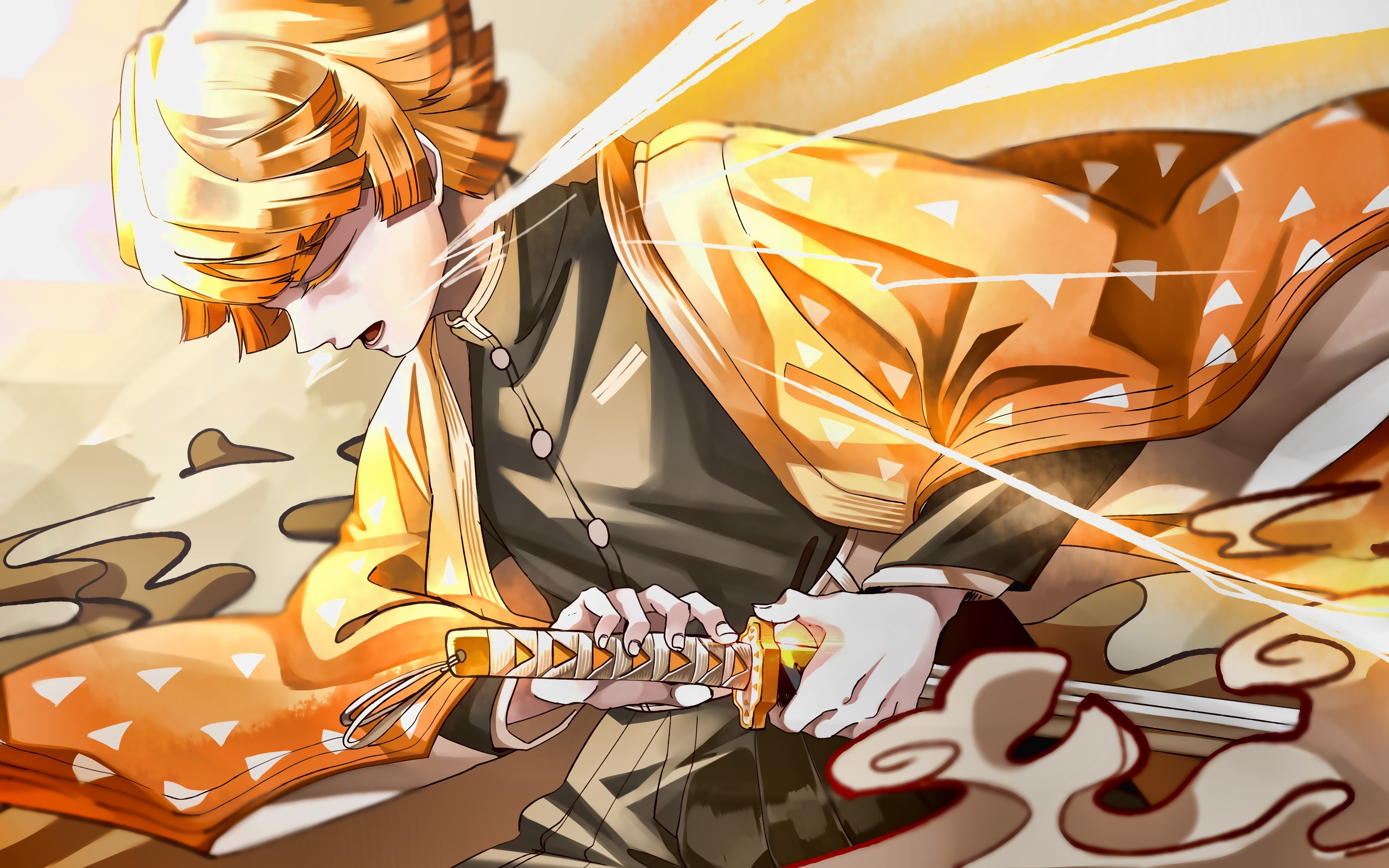 Zenitsu Agatsuma from Demon Slayer: Kimetsu No Yaiba 4K HD Wallpaper