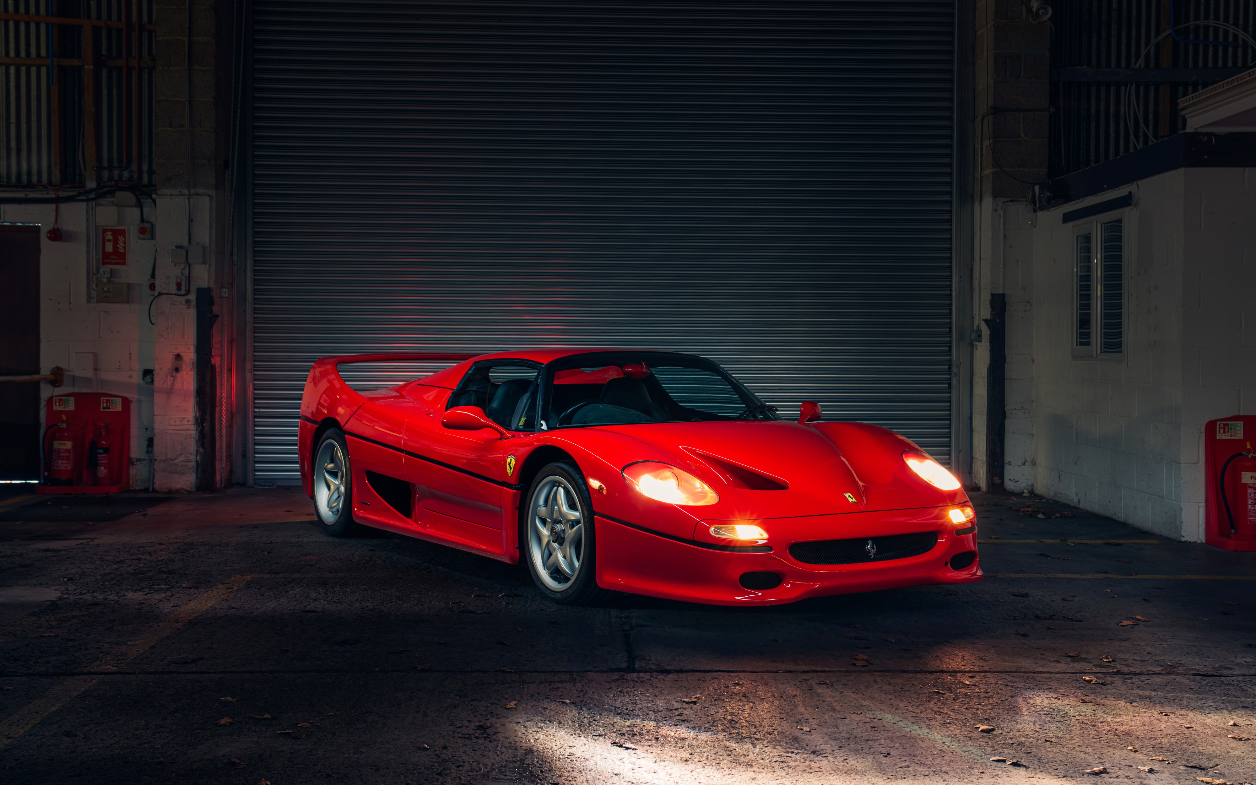 Red Ferrari F50 Supercar in Garage HD Wallpaper