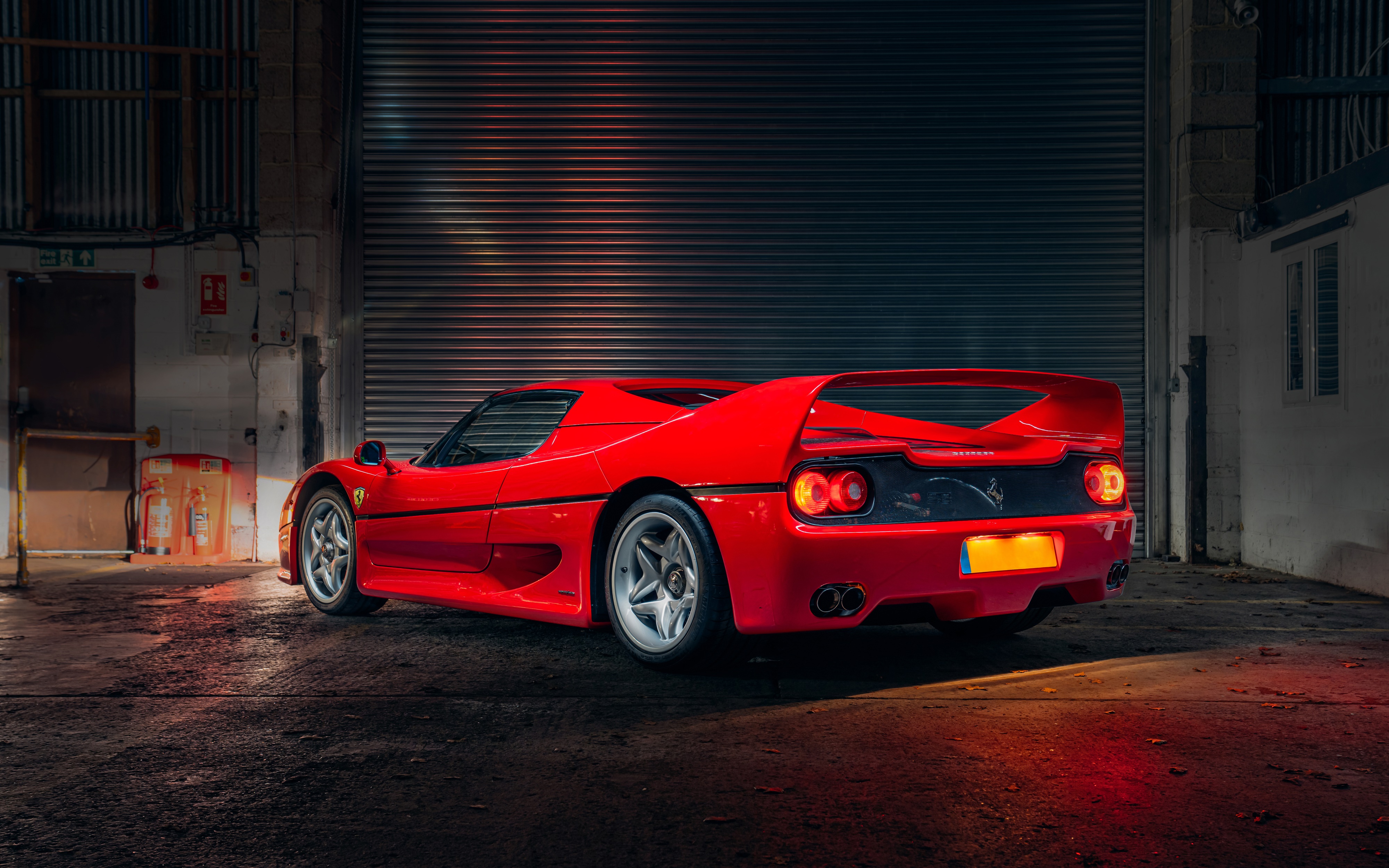 Red Ferrari F50 Supercar in Garage HD Wallpaper