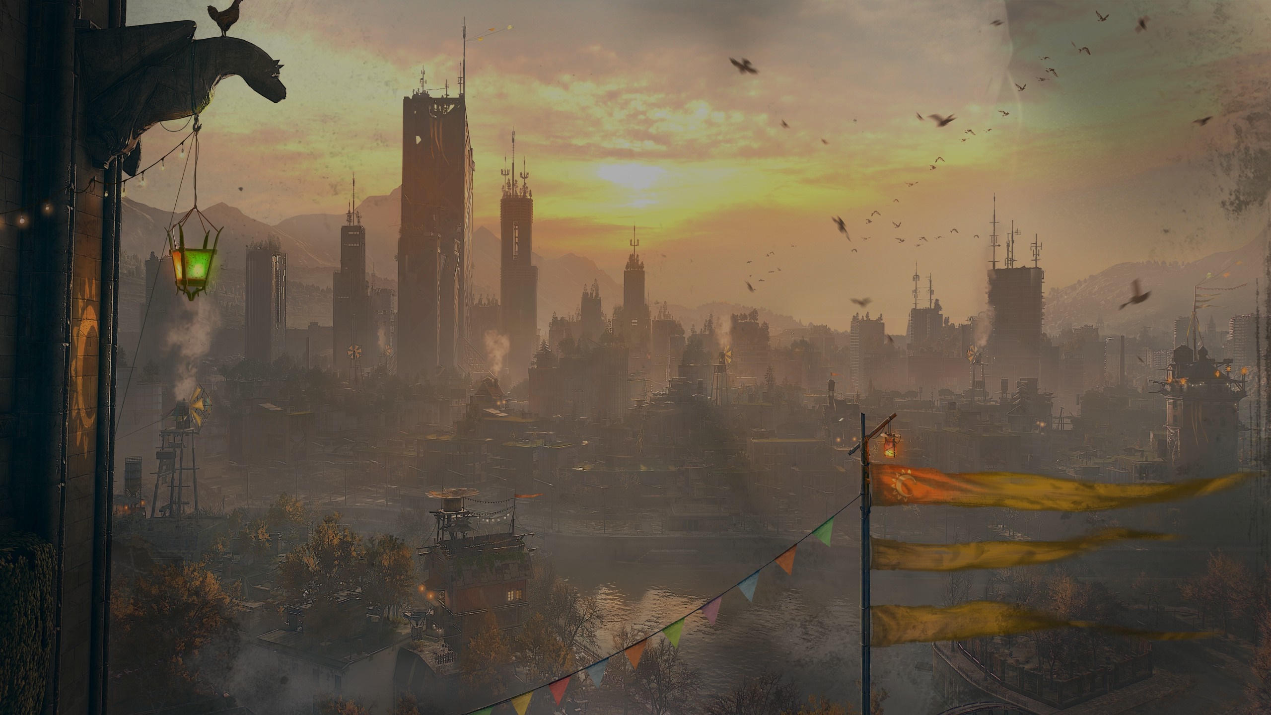 Dying Light 2: Stay Human cityscape at sunrise HD Wallpaper