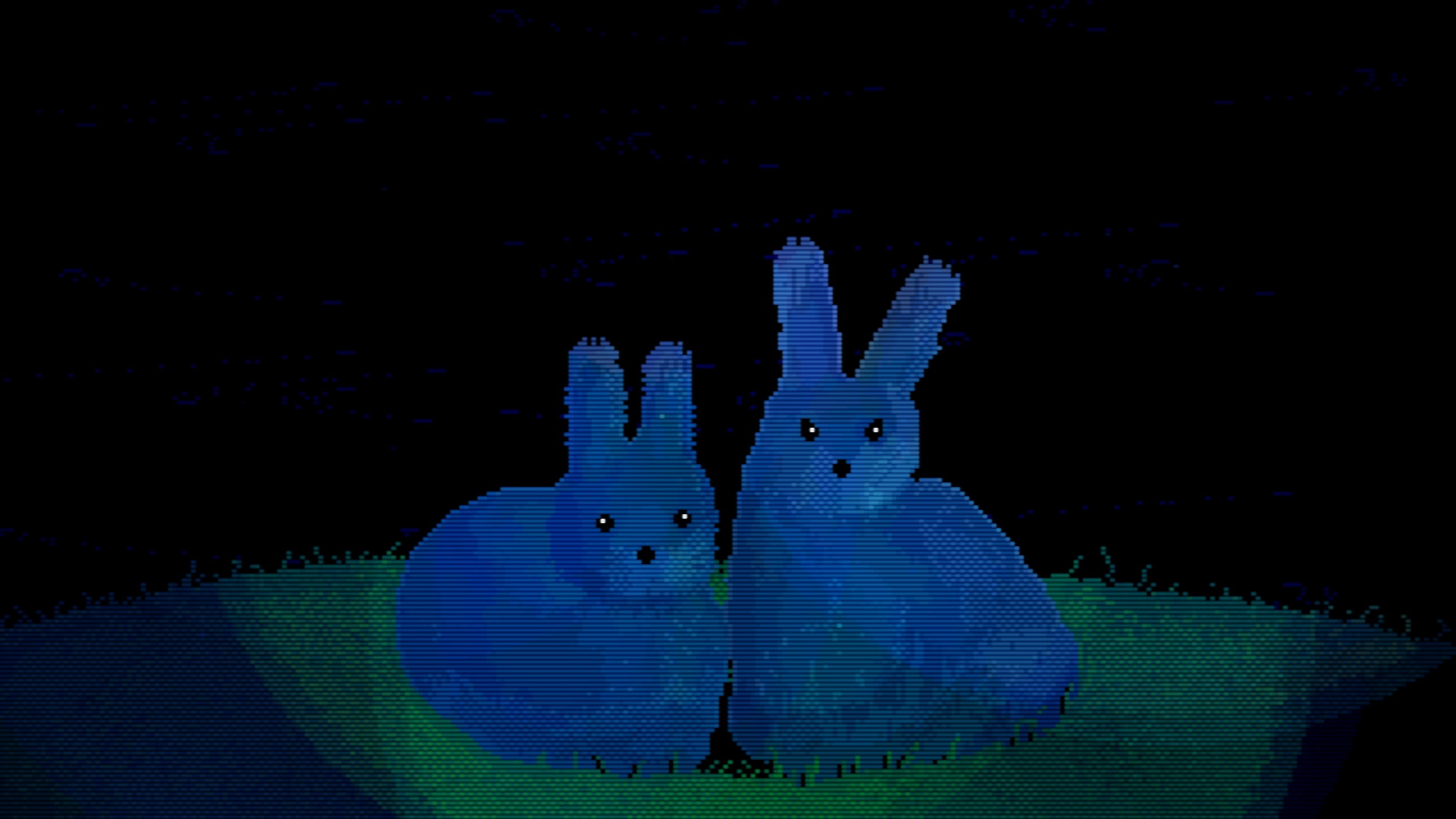 Two blue rabbits in the dark HD Wallpaper