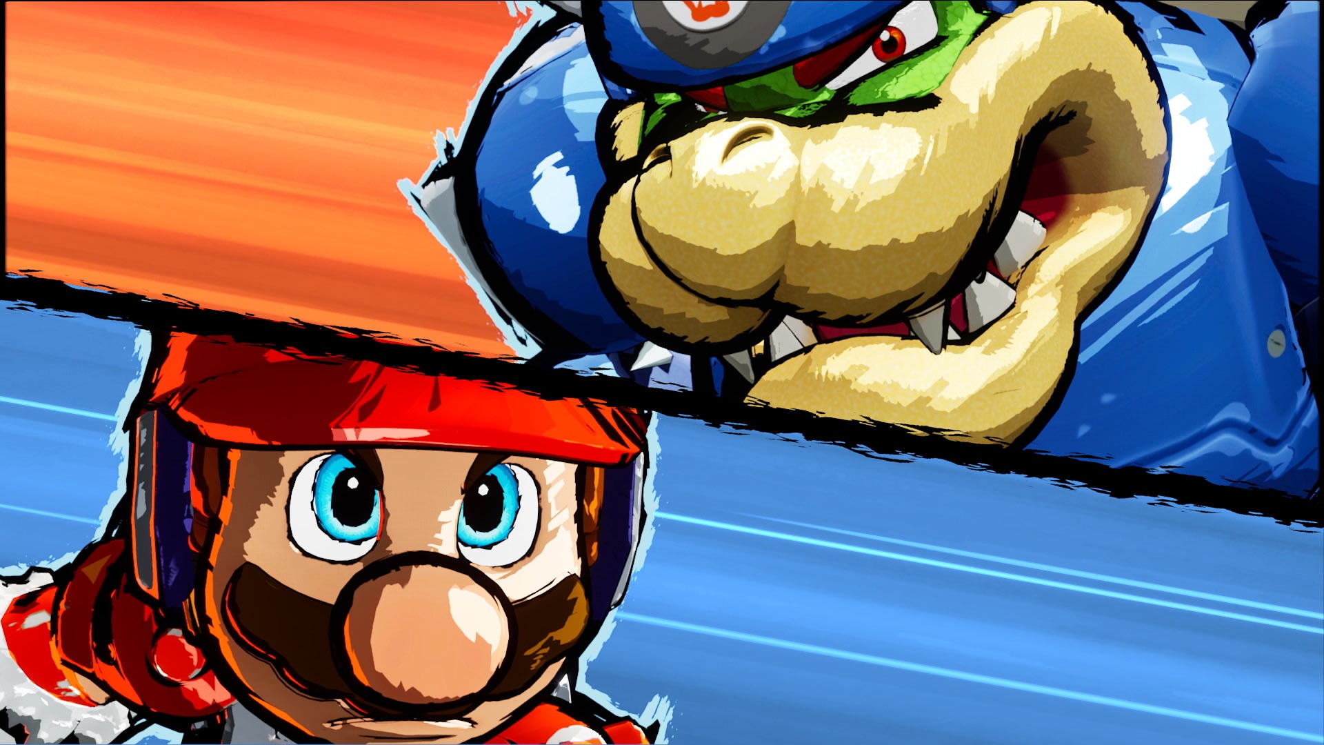 Bowser and Mario from Mario Strikers: Battle League HD Wallpaper