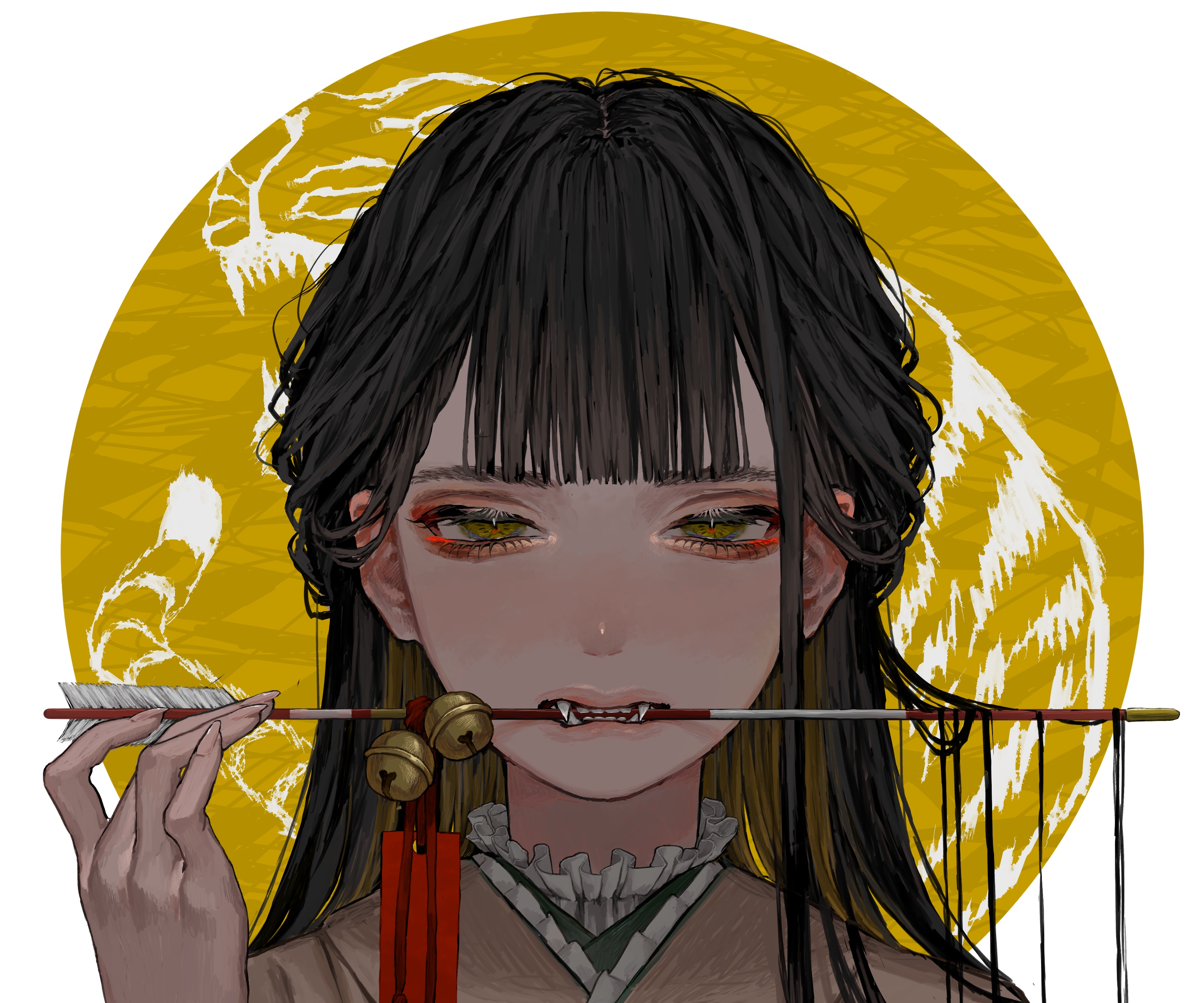Girl with arrow in mouth and tiger background HD Wallpaper