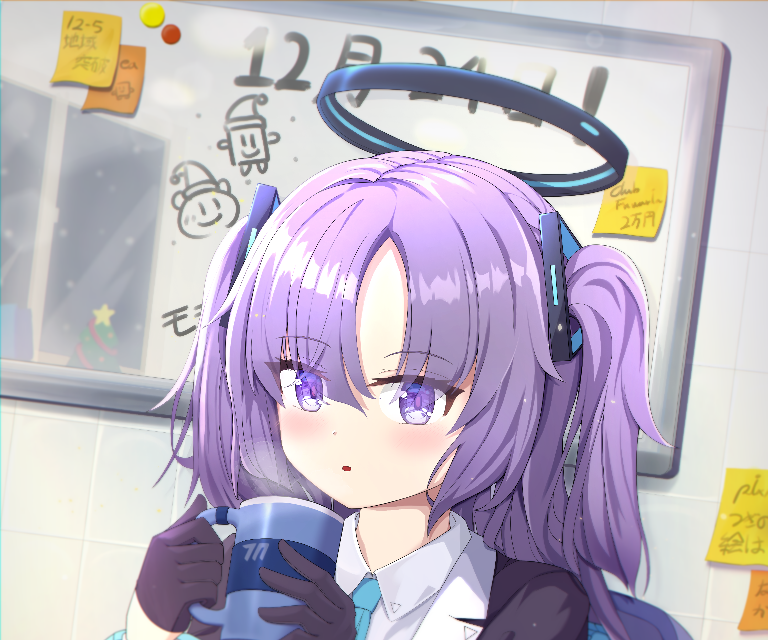 Hayase Yuuka from Blue Archive holding a mug HD Wallpaper
